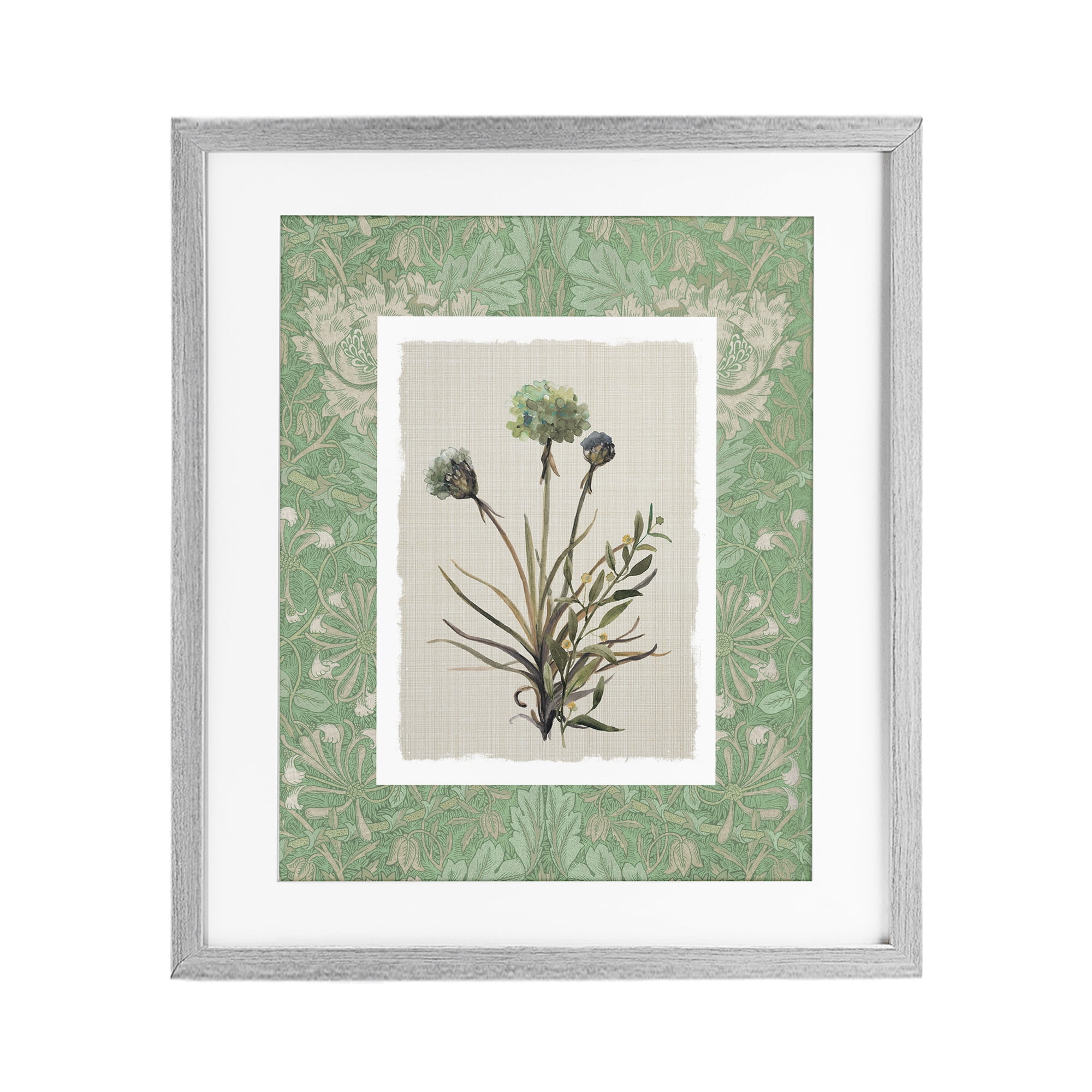 Stupell Industries Vintage Foliage in Green Gray Framed Print Under Glass, design by Carol Robinson