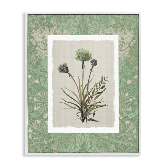 Stupell Industries French Country Vintage Foliage in Green White Framed Giclee Art, 16 x 20, by Carol Robinson