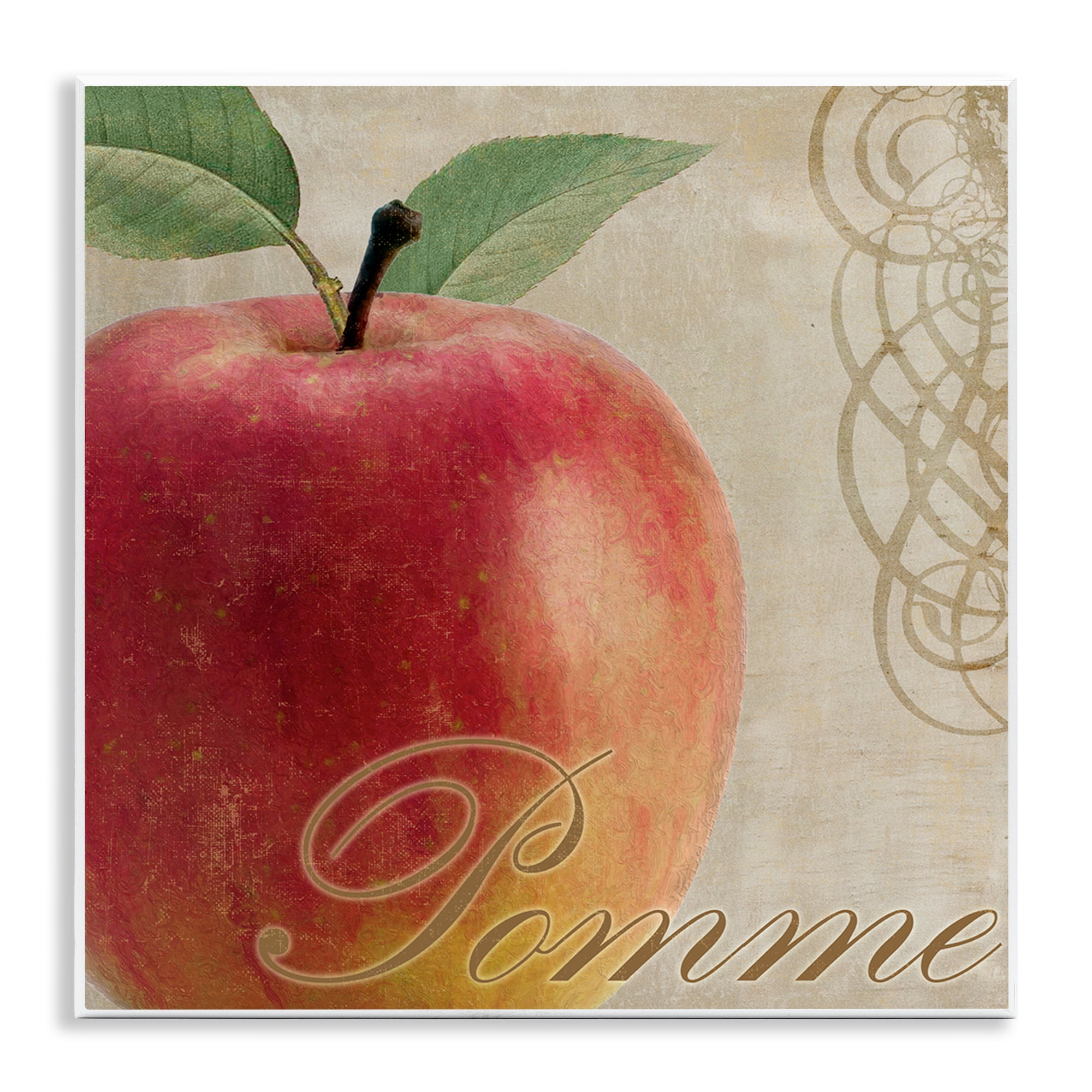 Stupell Industries Vintage French Apple Food & Beverage Painting Unframed Art Print Wall Art, 12 x 12