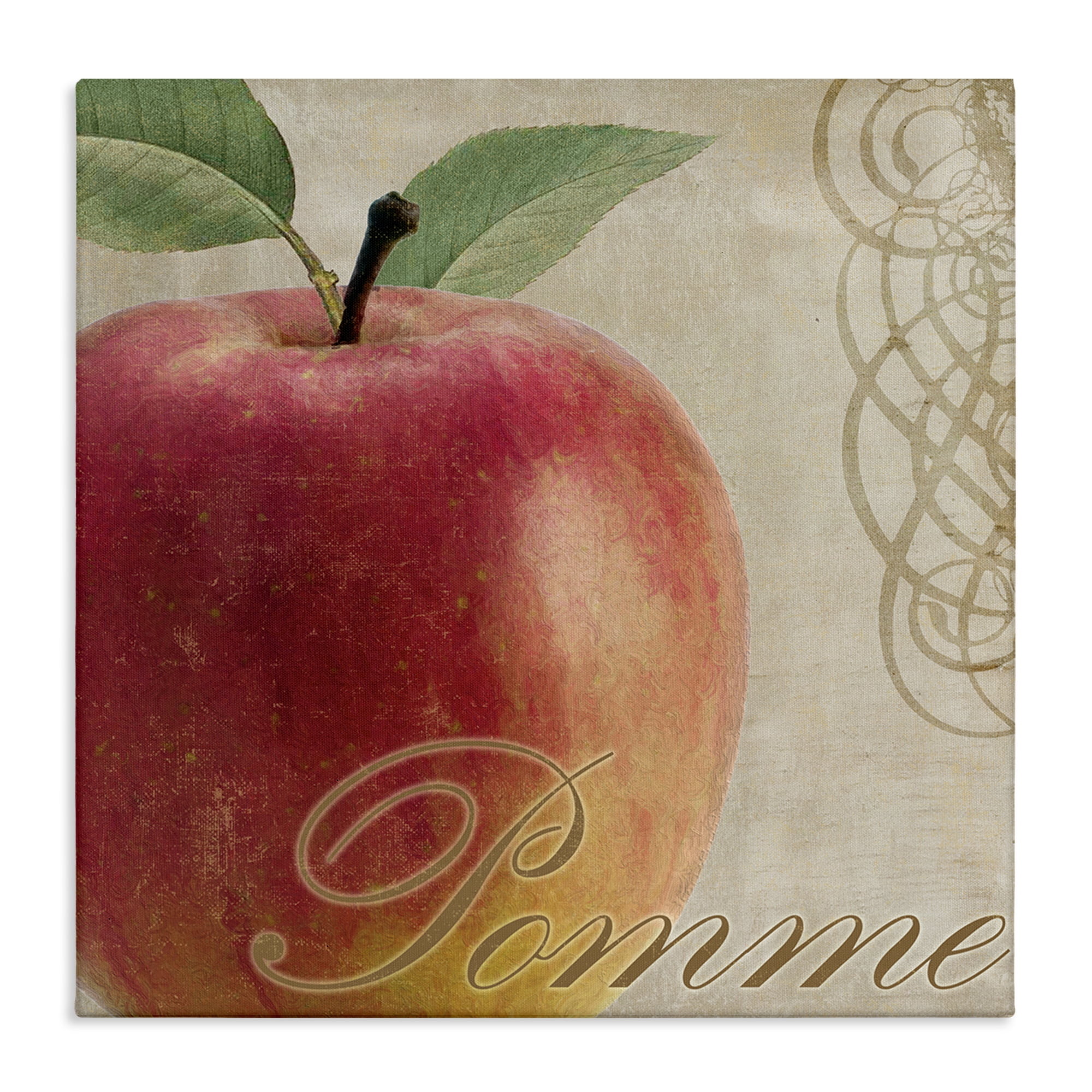 Stupell Industries Vintage French Apple Food & Beverage Painting Wrapped Canvas Art Print Wall Art, 24 x 24