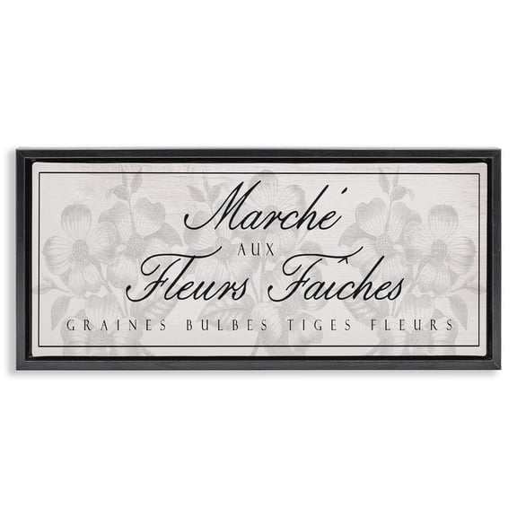 Stupell Industries Vintage French Flower Market Black Framed Floater Canvas Wall Art design by Lil' Rue, 11 x 25