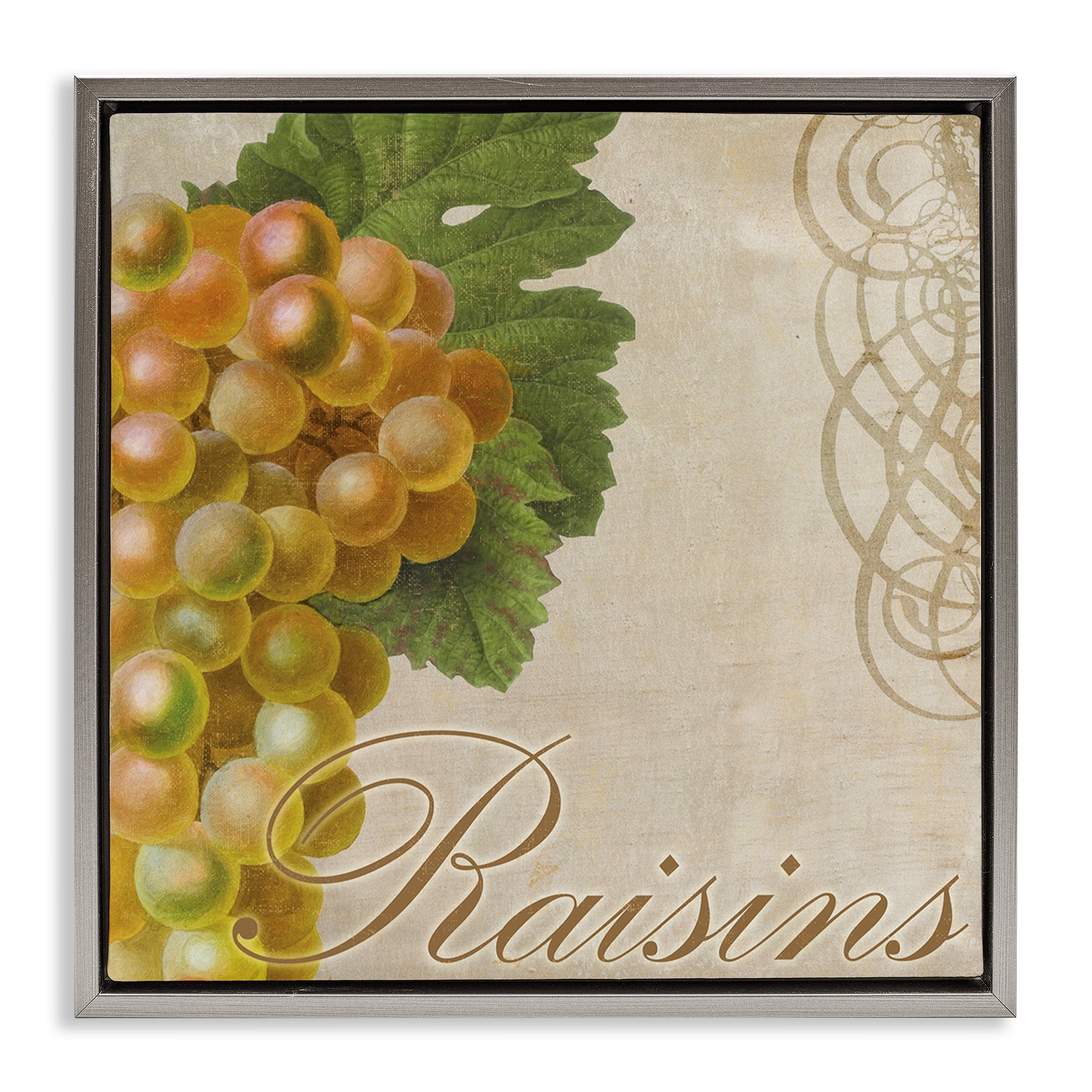 Stupell Industries Vintage French Grapes Food & Beverage Painting Gray Floater Framed Canvas Art Print Wall Art, 18 x 18
