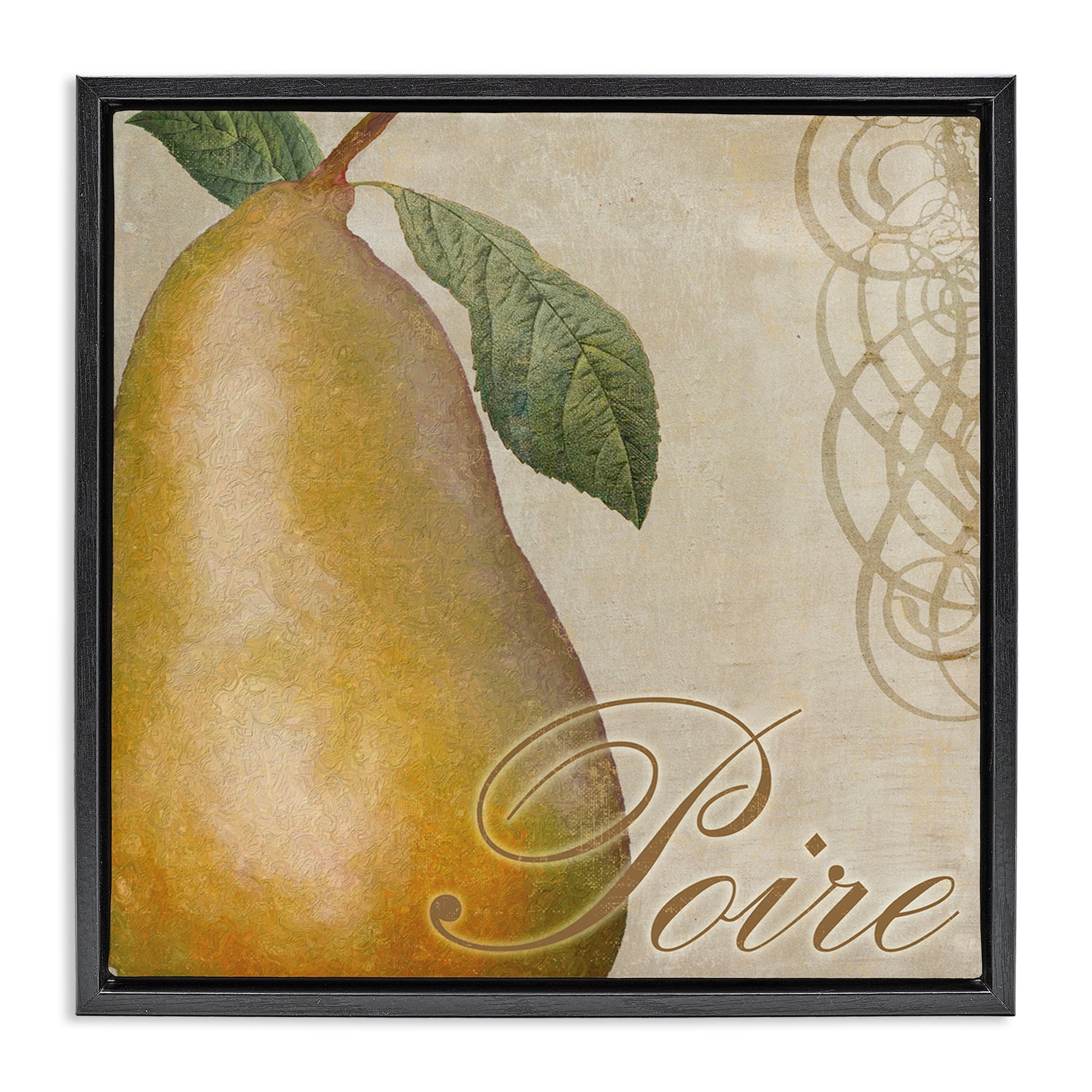 Stupell Industries Vintage French Pear Food & Beverage Painting Black Floater Framed Canvas Art Print Wall Art, 25 x 25