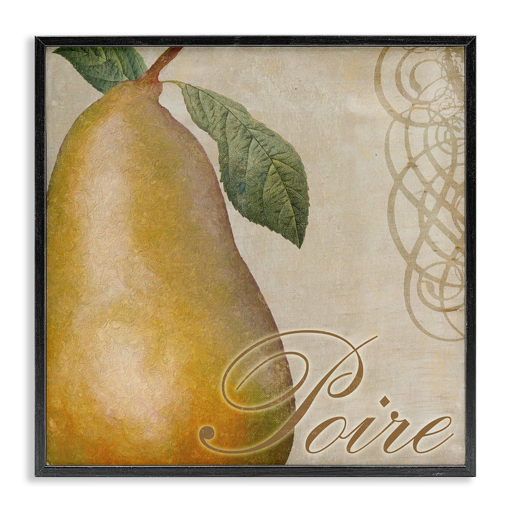 Stupell Industries Vintage French Pear Food & Beverage Painting Black Framed Art Print Wall Art, 12 x 12