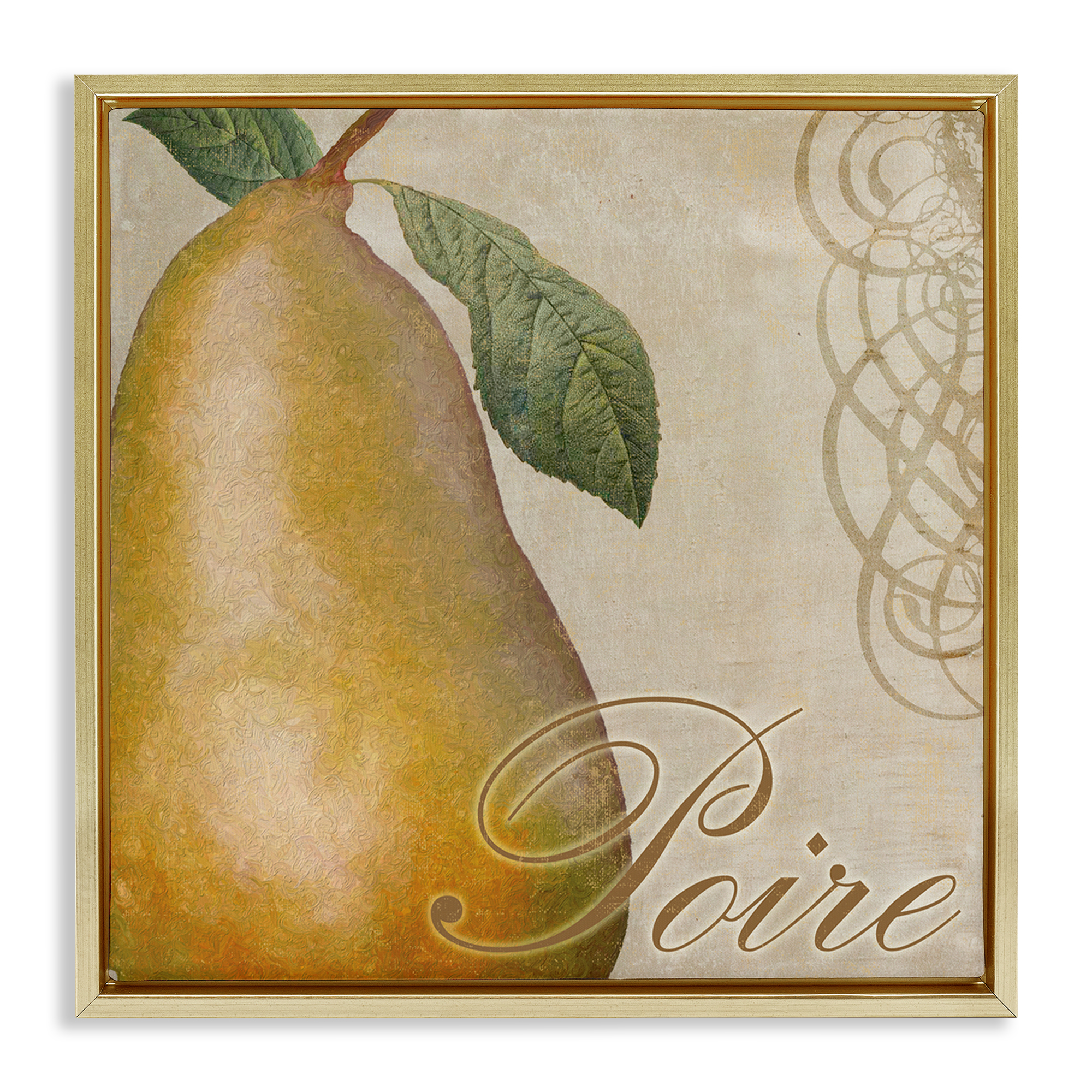 Stupell Industries Vintage French Pear Food & Beverage Painting Gold Floater Framed Canvas Art Print Wall Art, 18 x 18