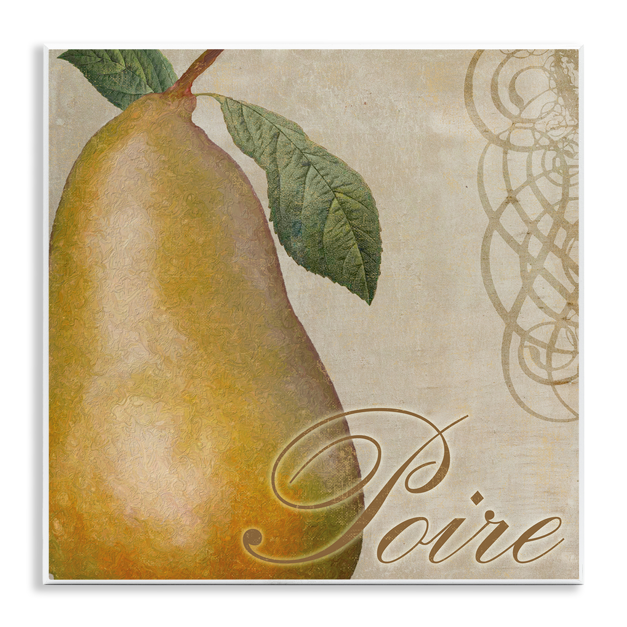 Stupell Industries Vintage French Pear Food & Beverage Painting Unframed Art Print Wall Art, 12 x 12