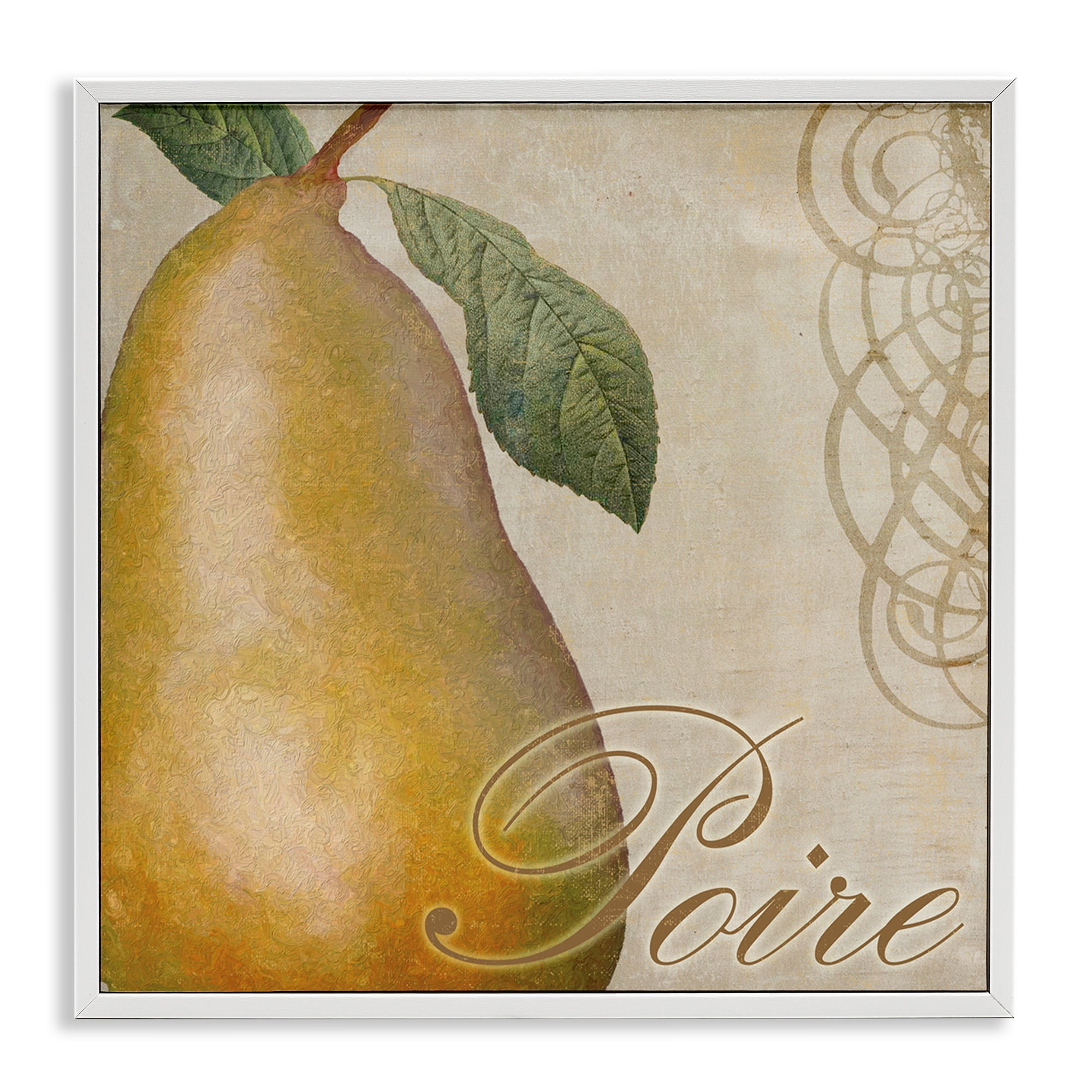 Stupell Industries Vintage French Pear Food & Beverage Painting White Framed Art Print Wall Art, 24 x 24