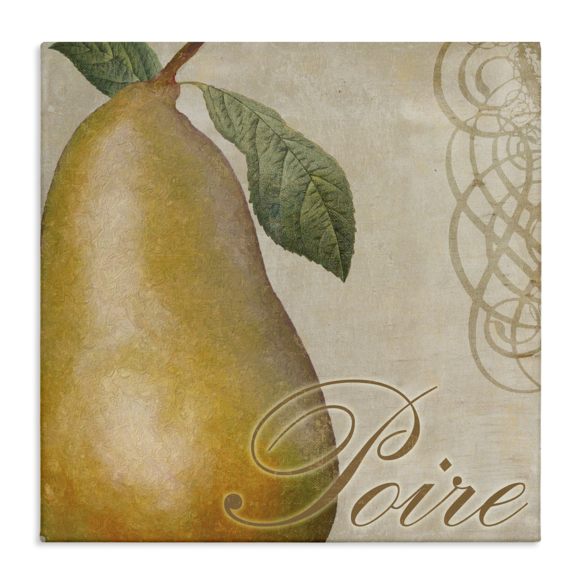 Stupell Industries Vintage French Pear Food & Beverage Painting Wrapped Canvas Art Print Wall Art, 30 x 30