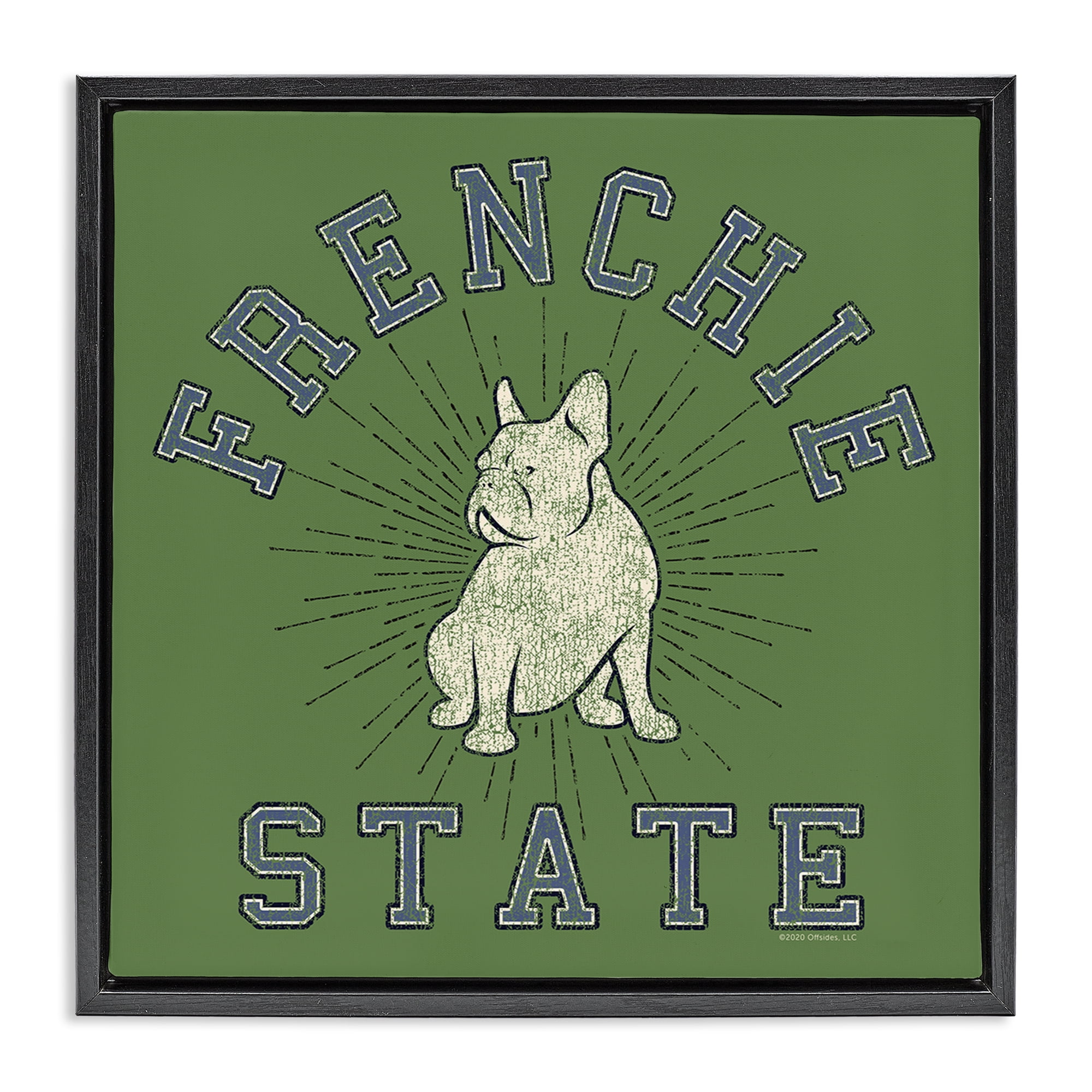 Stupell Industries Vintage Frenchie State Novelty & Humor Painting Black Floater Framed Canvas Art Print Wall Art, 18 x 18