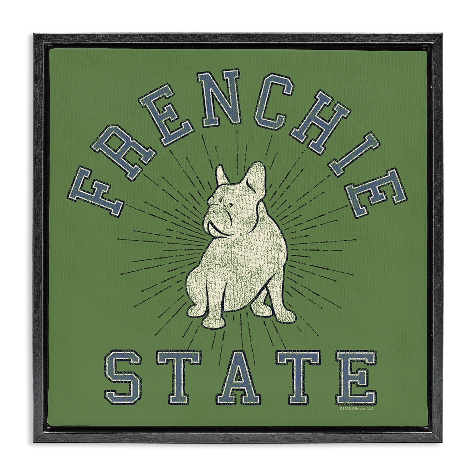 Stupell Industries Vintage Frenchie State Novelty & Humor Painting Black Floater Framed Canvas Art Print Wall Art, 25 x 25