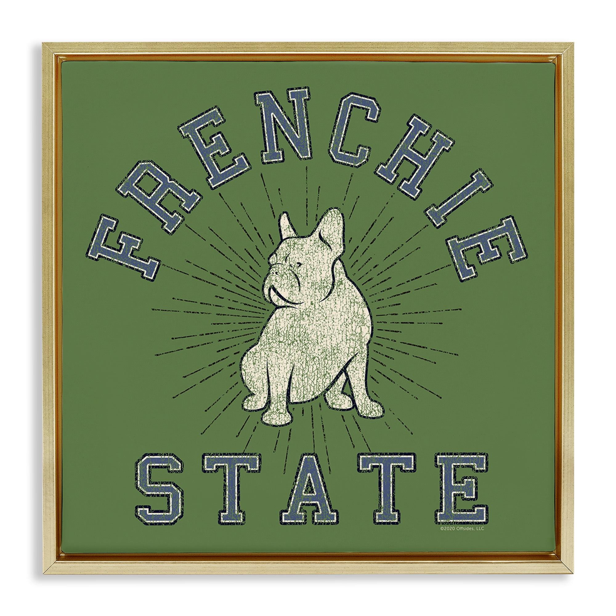 Stupell Industries Vintage Frenchie State Novelty & Humor Painting Gold Floater Framed Canvas Art Print Wall Art, 18 x 18