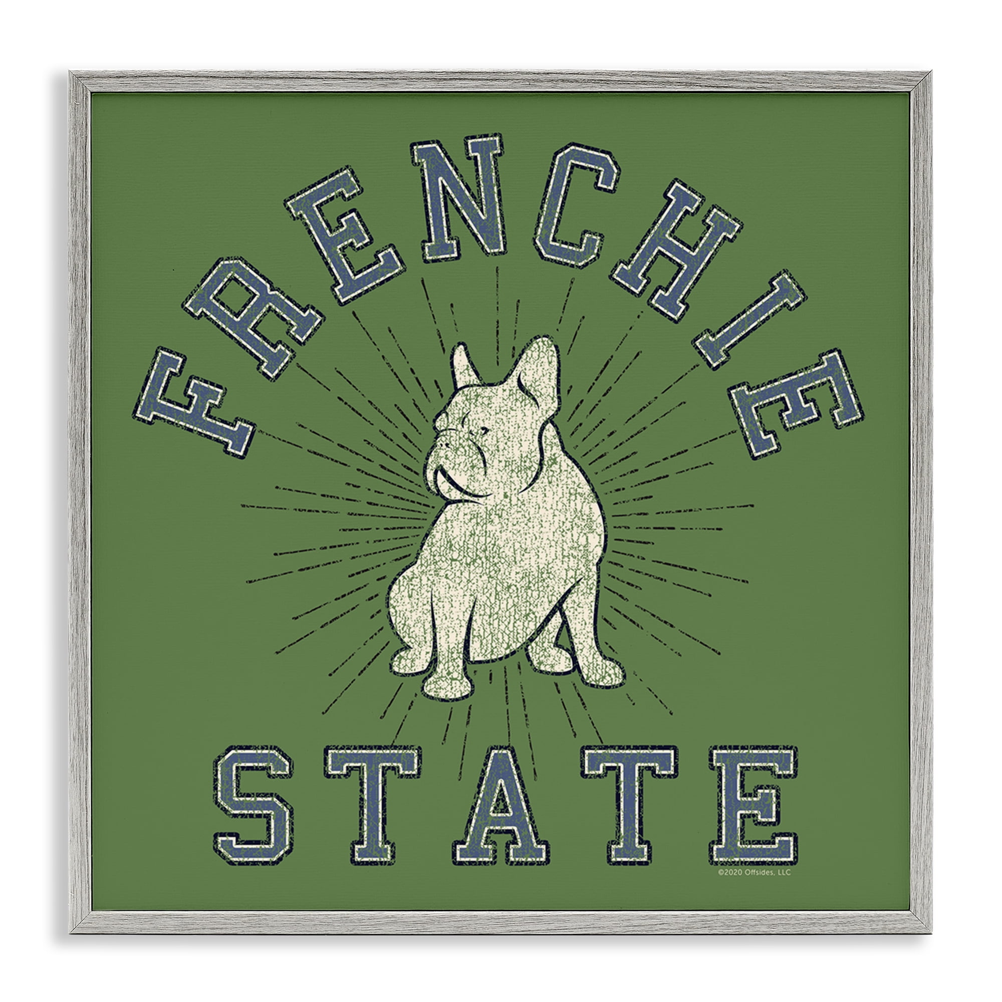 Stupell Industries Vintage Frenchie State Novelty & Humor Painting Gray Framed Art Print Wall Art, 17 x 17