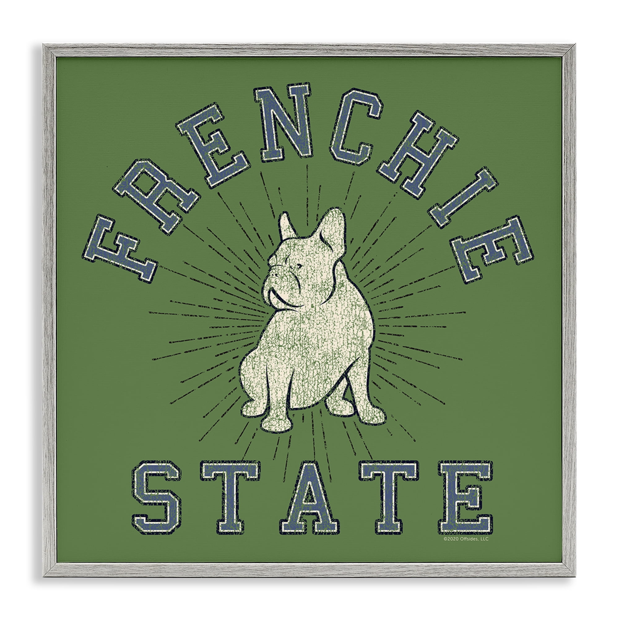 Stupell Industries Vintage Frenchie State Novelty & Humor Painting Gray Framed Art Print Wall Art, 24 x 24