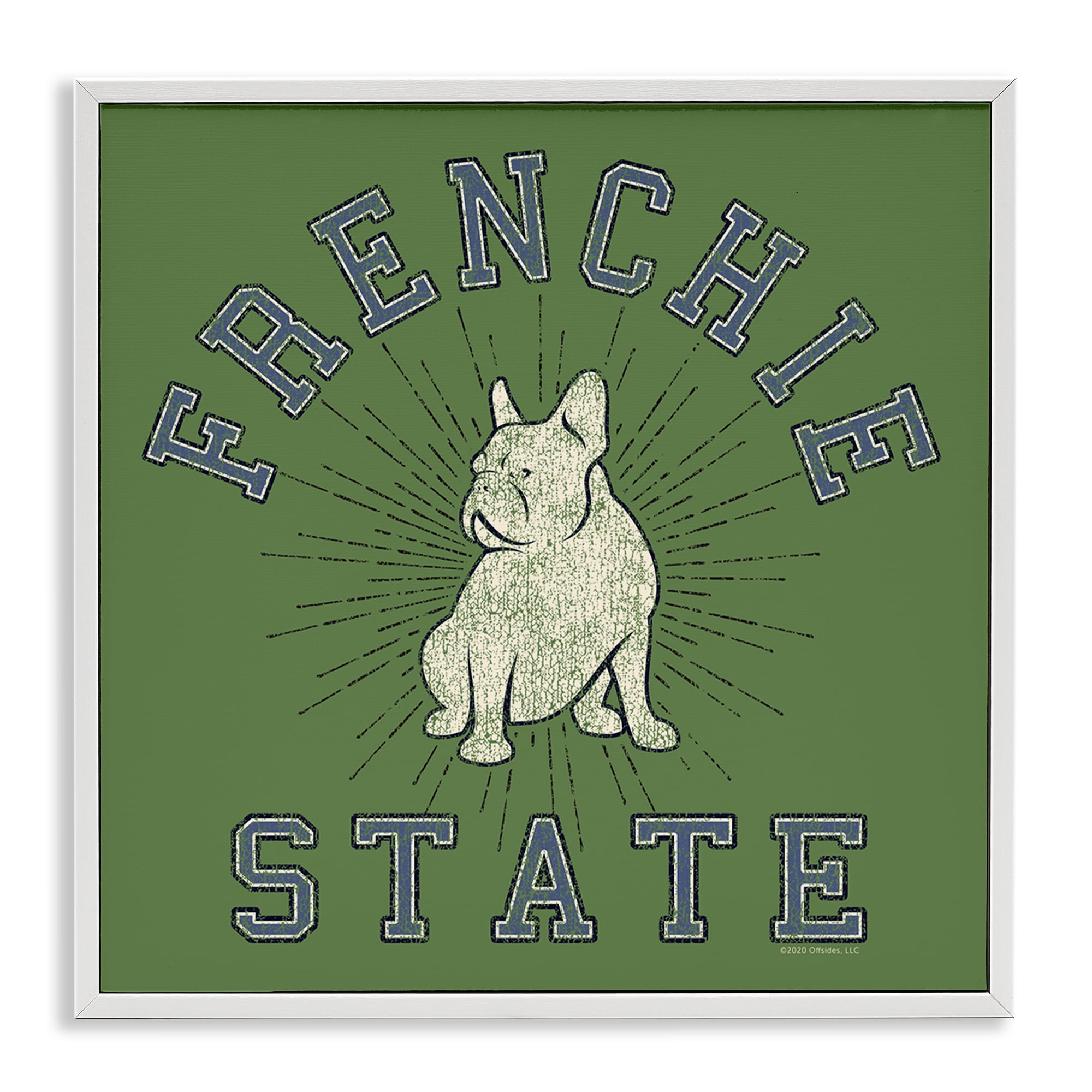 Stupell Industries Vintage Frenchie State Novelty & Humor Painting White Framed Art Print Wall Art, 12 x 12