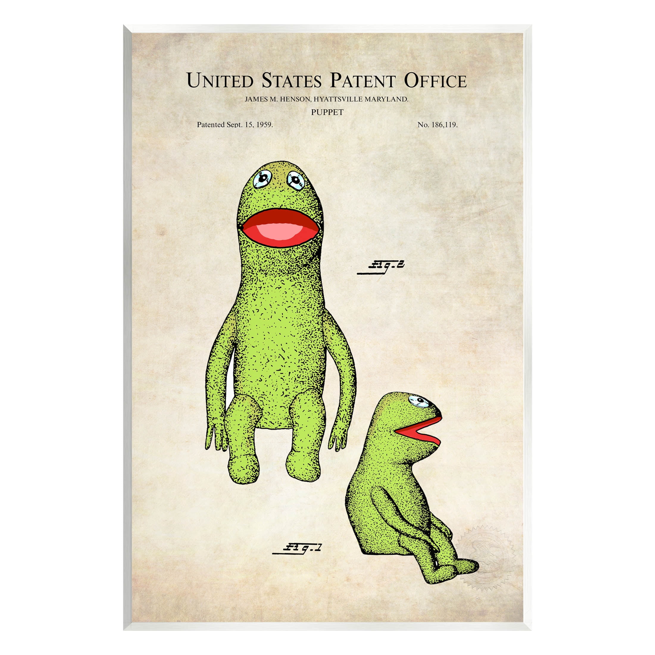 Stupell Industries Vintage Frog Character Puppet Graphic Art Unframed Art Print Wall Art, Design by Karl Hronek