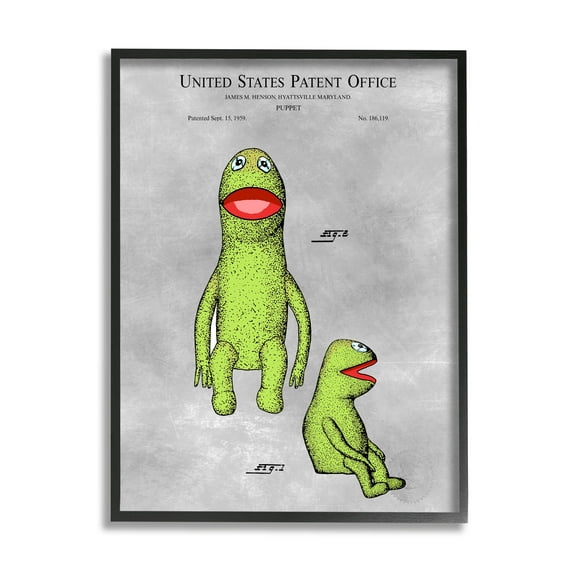 Stupell Industries Vintage Frog Puppet Diagram Graphic Art Black Framed Art Print Wall Art, Design by Karl Hronek