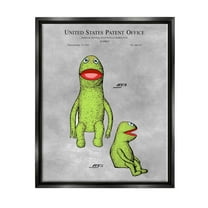 Stupell Industries Vintage Frog Puppet Diagram Graphic Art Jet Black Floating Framed Canvas Print Wall Art, Design by Karl Hronek