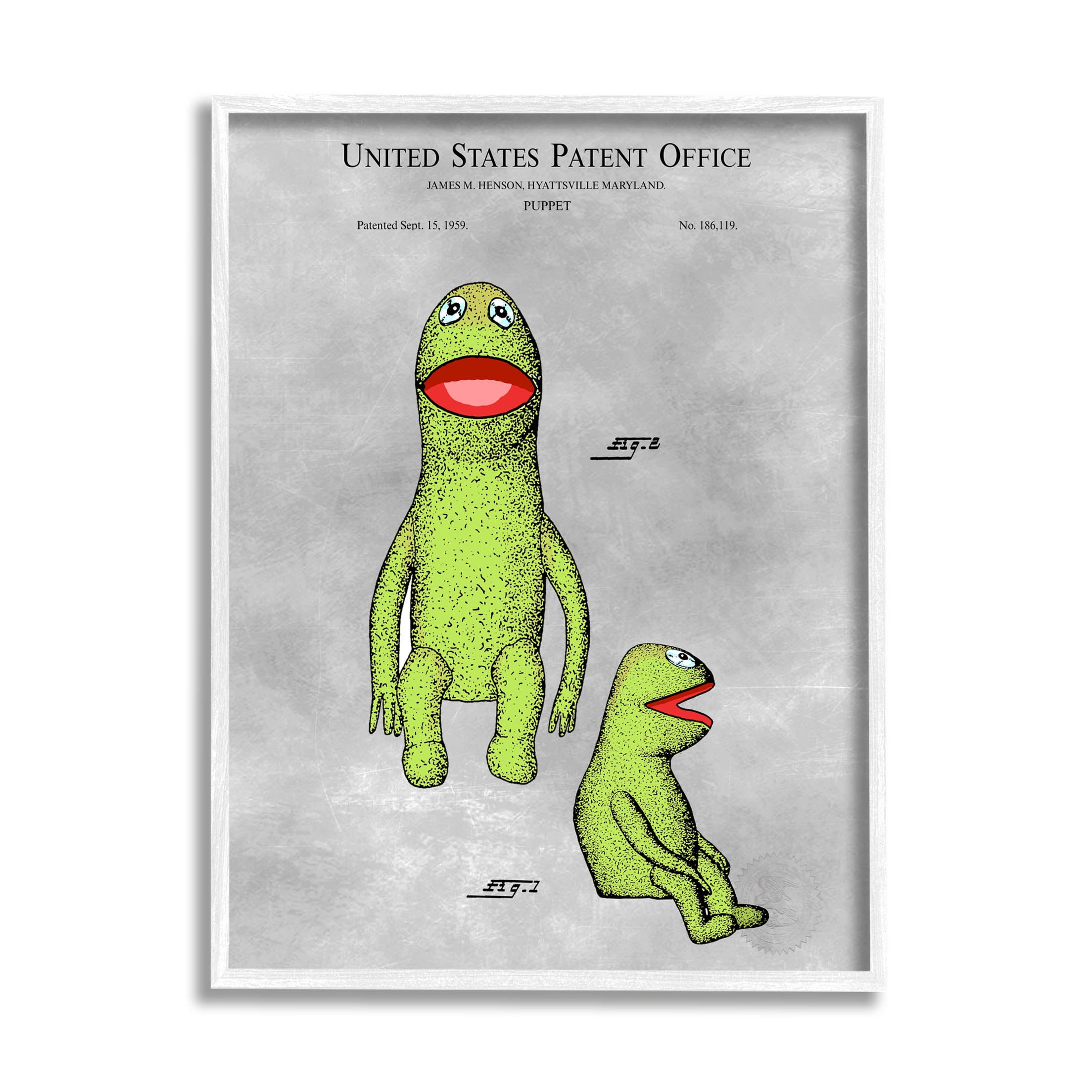 Stupell Industries Vintage Frog Puppet Diagram Graphic Art White Framed Art Print Wall Art, Design by Karl Hronek