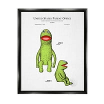 Stupell Industries Vintage Frog Puppet Patent Graphic Art Jet Black Floating Framed Canvas Print Wall Art, Design by Karl Hronek