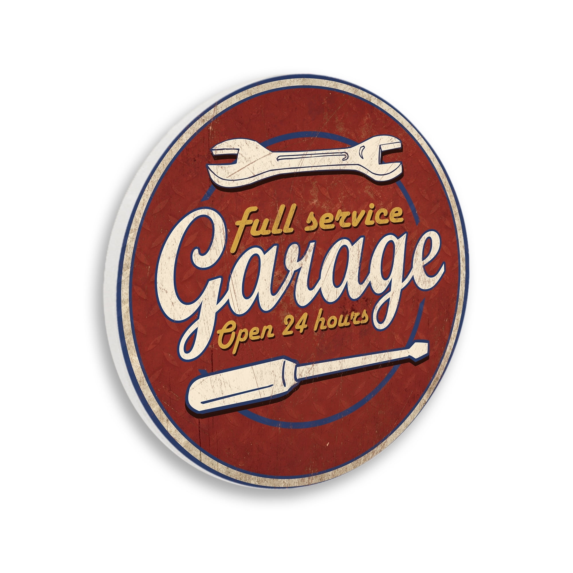 Stupell Industries Vintage Full Service Garage Workshop Tools Sign Graphic Art Unframed Art Print Wall Art, Design by Masey St. Studios
