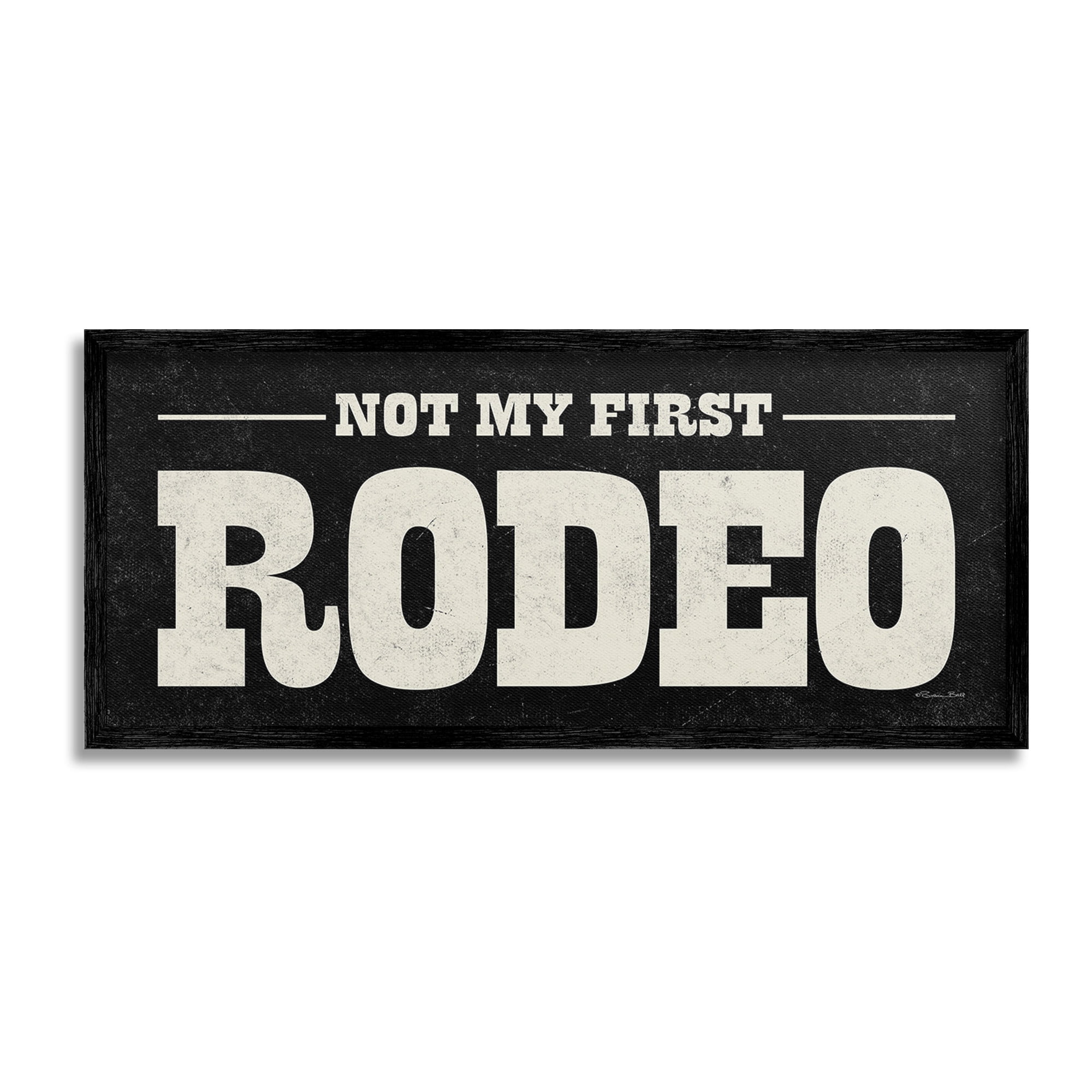 Stupell Industries Vintage Funny Rodeo Typography Painting Black Framed Art Print Wall Art, 24 x 10