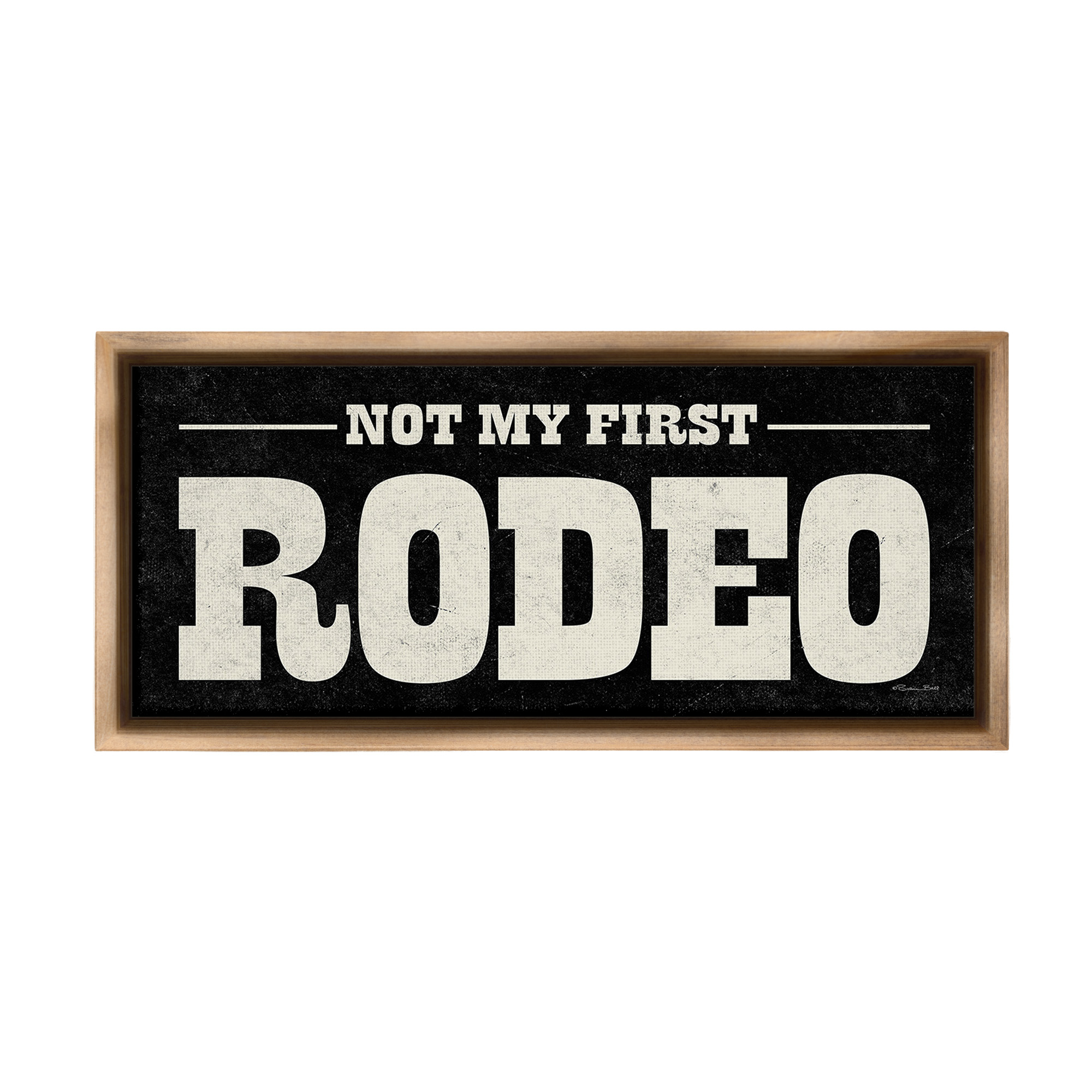 Stupell Industries Vintage Funny Rodeo Typography Painting Brown Floater Framed Canvas Art Print Wall Art, 31 x 14