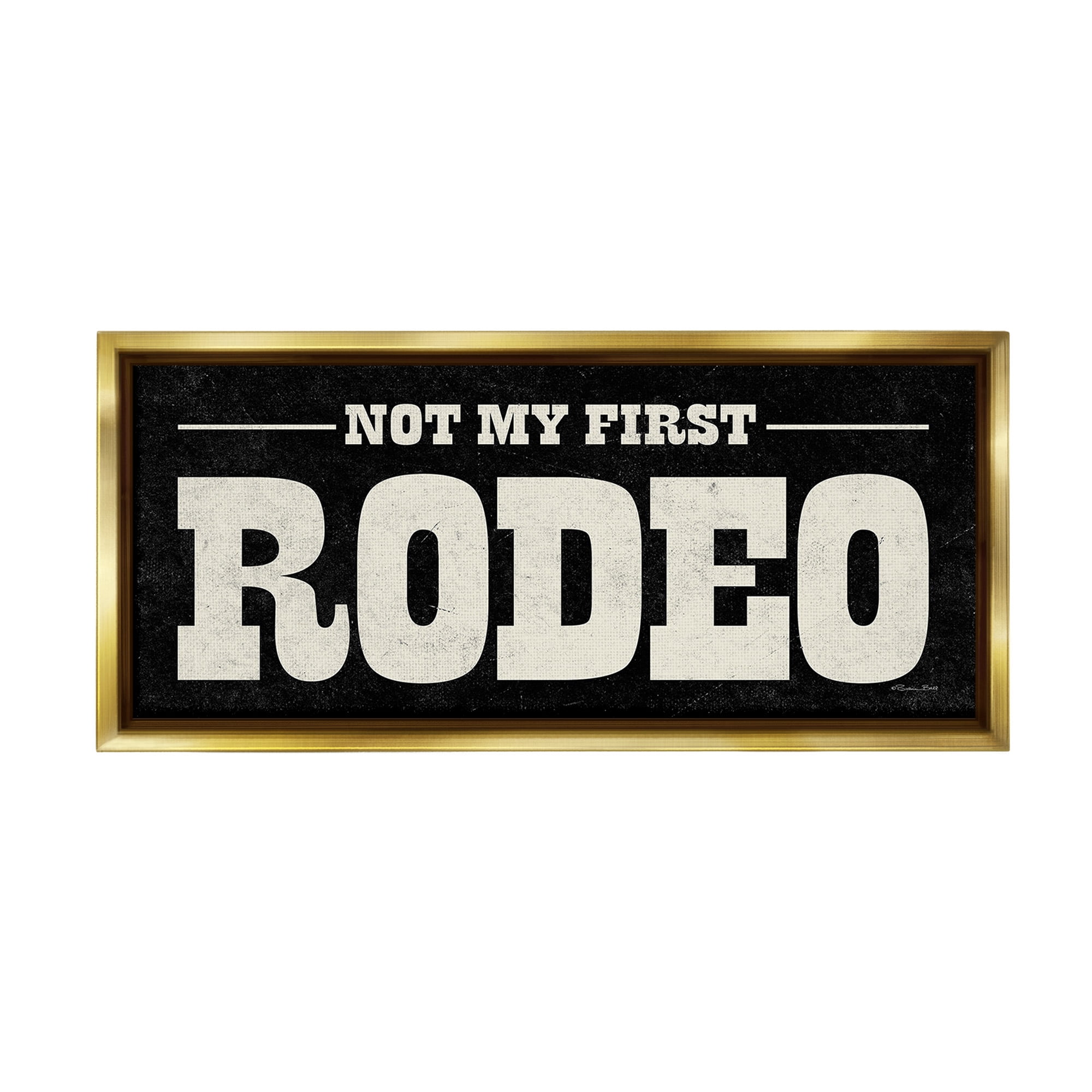 Stupell Industries Vintage Funny Rodeo Typography Painting Gold Floater Framed Canvas Art Print Wall Art, 25 x 11