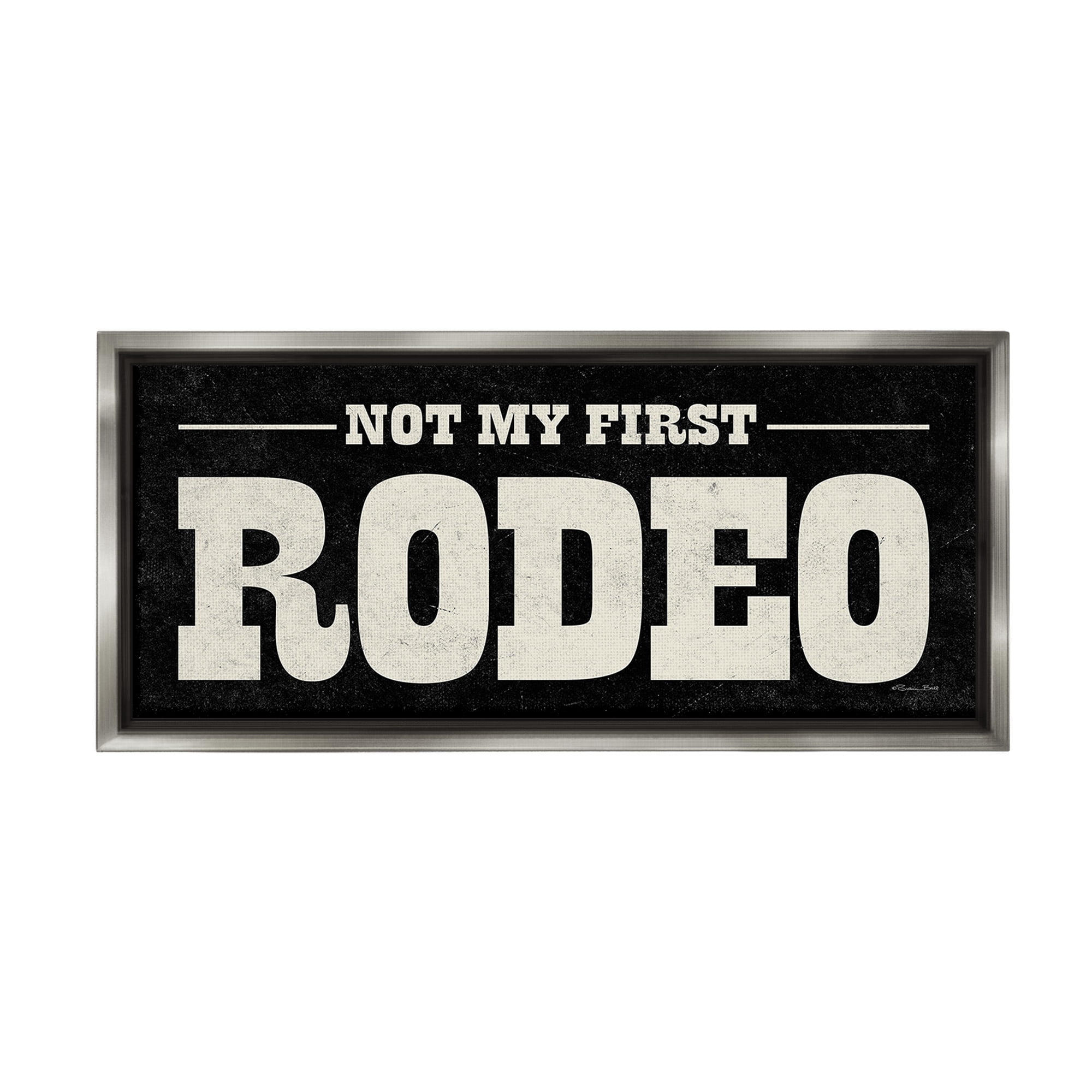 Stupell Industries Vintage Funny Rodeo Typography Painting Gray Floater Framed Canvas Art Print Wall Art, 31 x 14