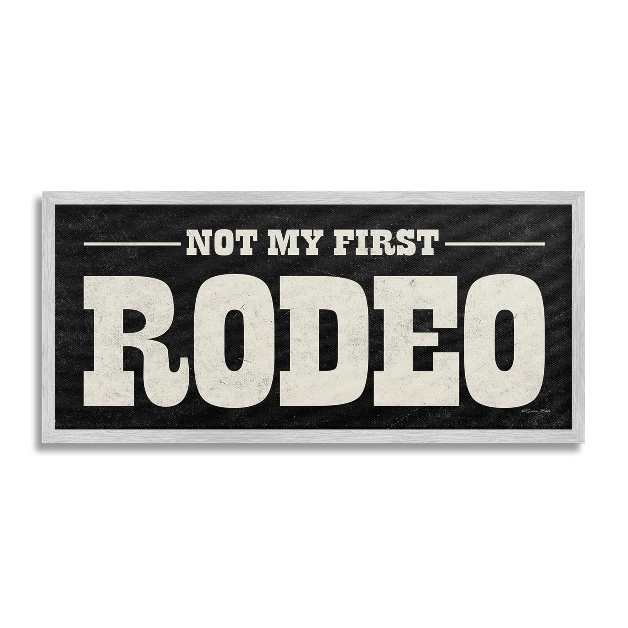 Stupell Industries Vintage Funny Rodeo Typography Painting Gray Framed Art Print Wall Art, 30 x 13