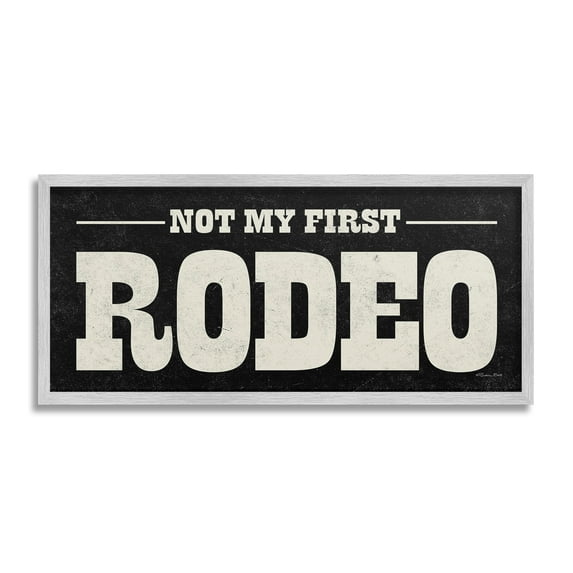 Stupell Industries Vintage Funny Rodeo Typography Painting Gray Framed Art Print Wall Art, 30 x 13