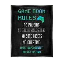 Stupell Industries Vintage Game Room Rules Art for Kids Painting Black Floater Framed Canvas Art Print Wall Art, 17 x 21