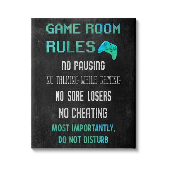 Stupell Industries Vintage Game Room Rules Art for Kids Painting Gallery Wrapped Canvas Art Print Wall Art, 16 x 20