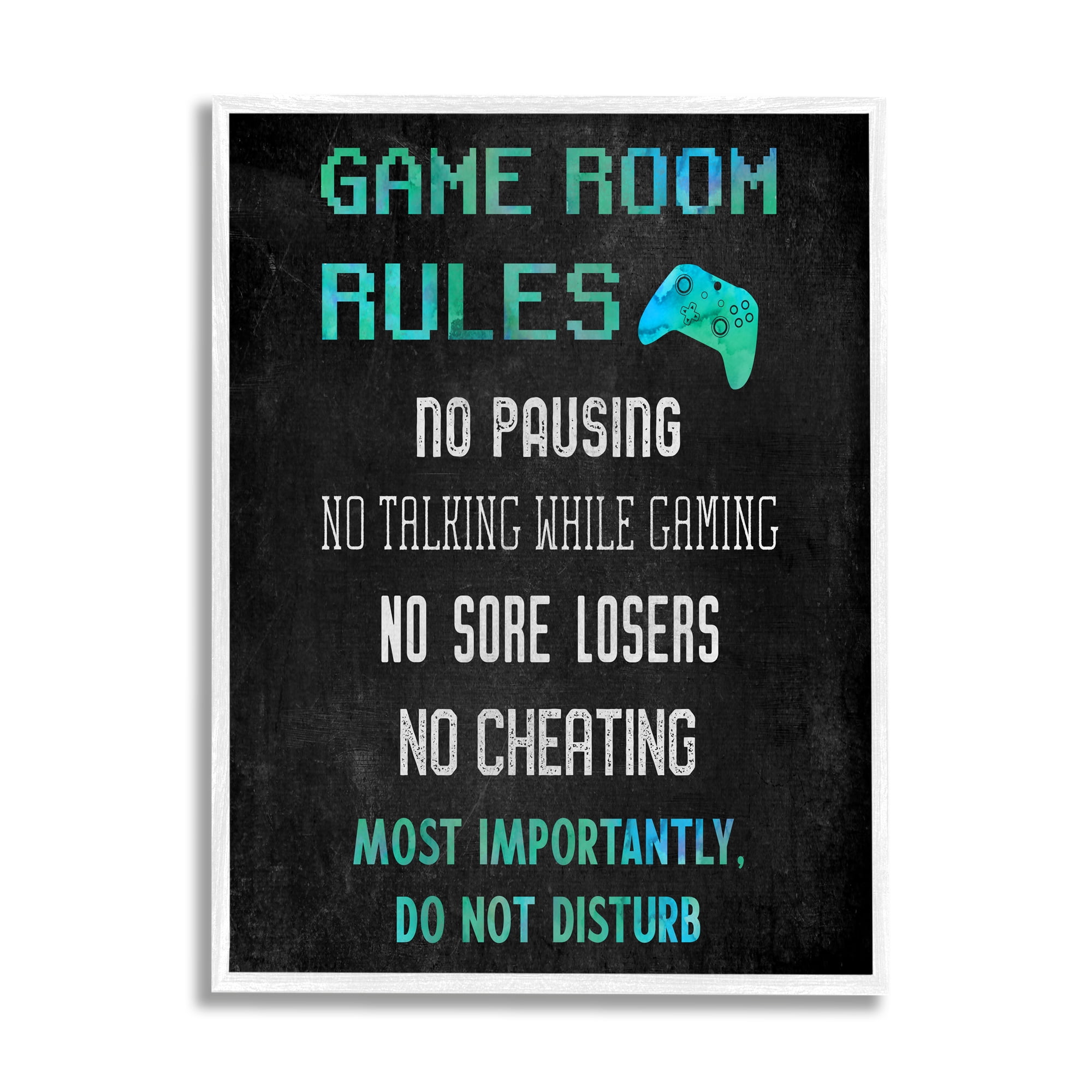 Stupell Industries Vintage Game Room Rules Art for Kids Painting White Framed Art Print Wall Art, 11 x 14
