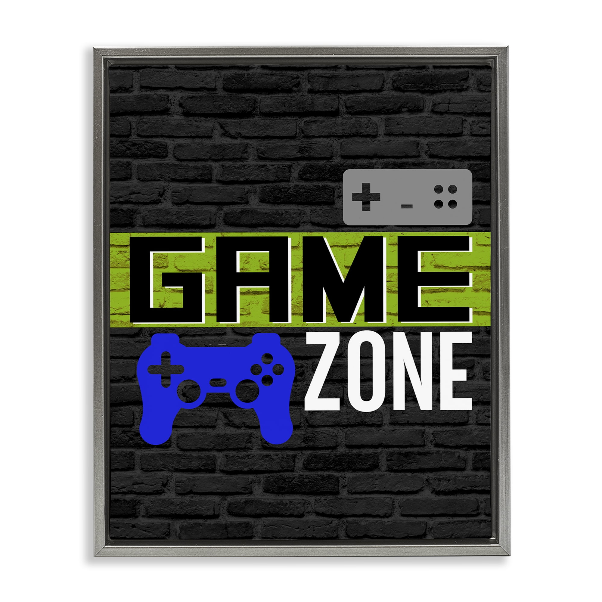 Stupell Industries Vintage Game Zone Typography Painting Gray Floater Framed Art Print Wall Art, 25 x 31