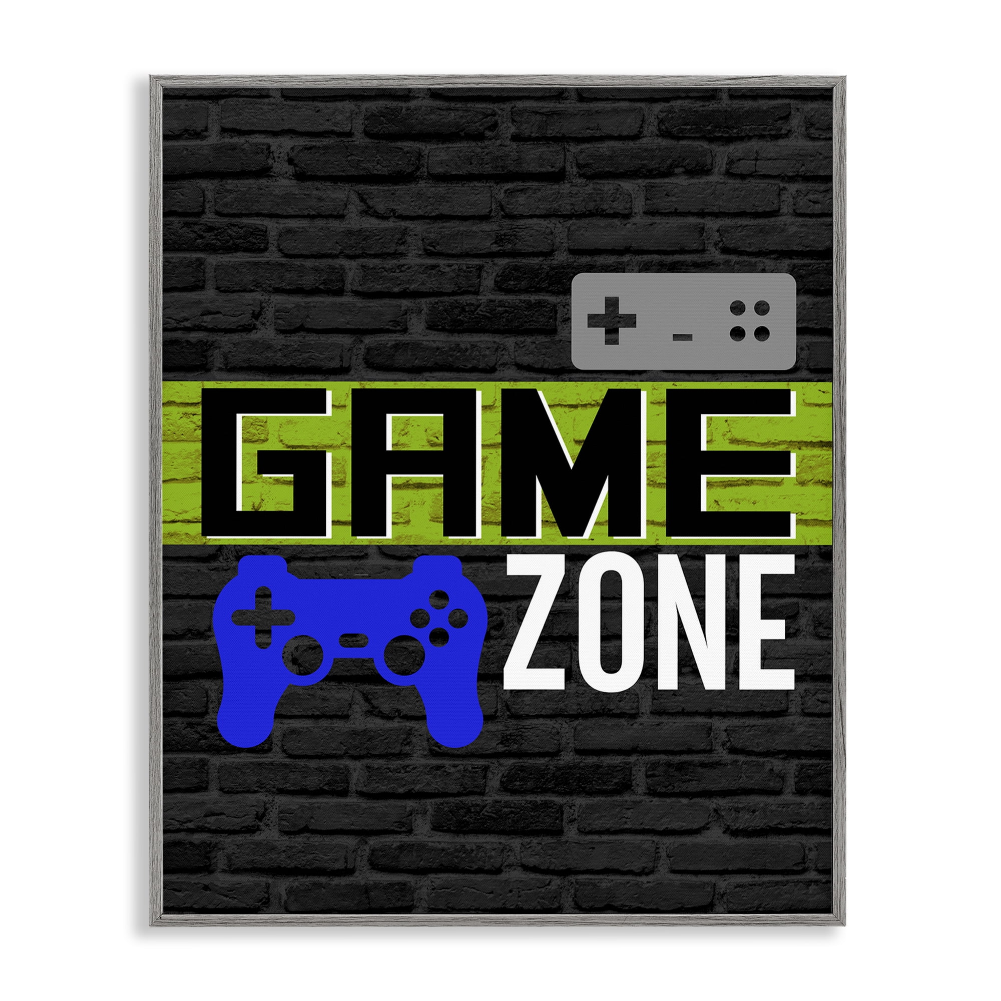 Stupell Industries Vintage Game Zone Typography Painting Gray Framed Art Print Wall Art, 11 x 14
