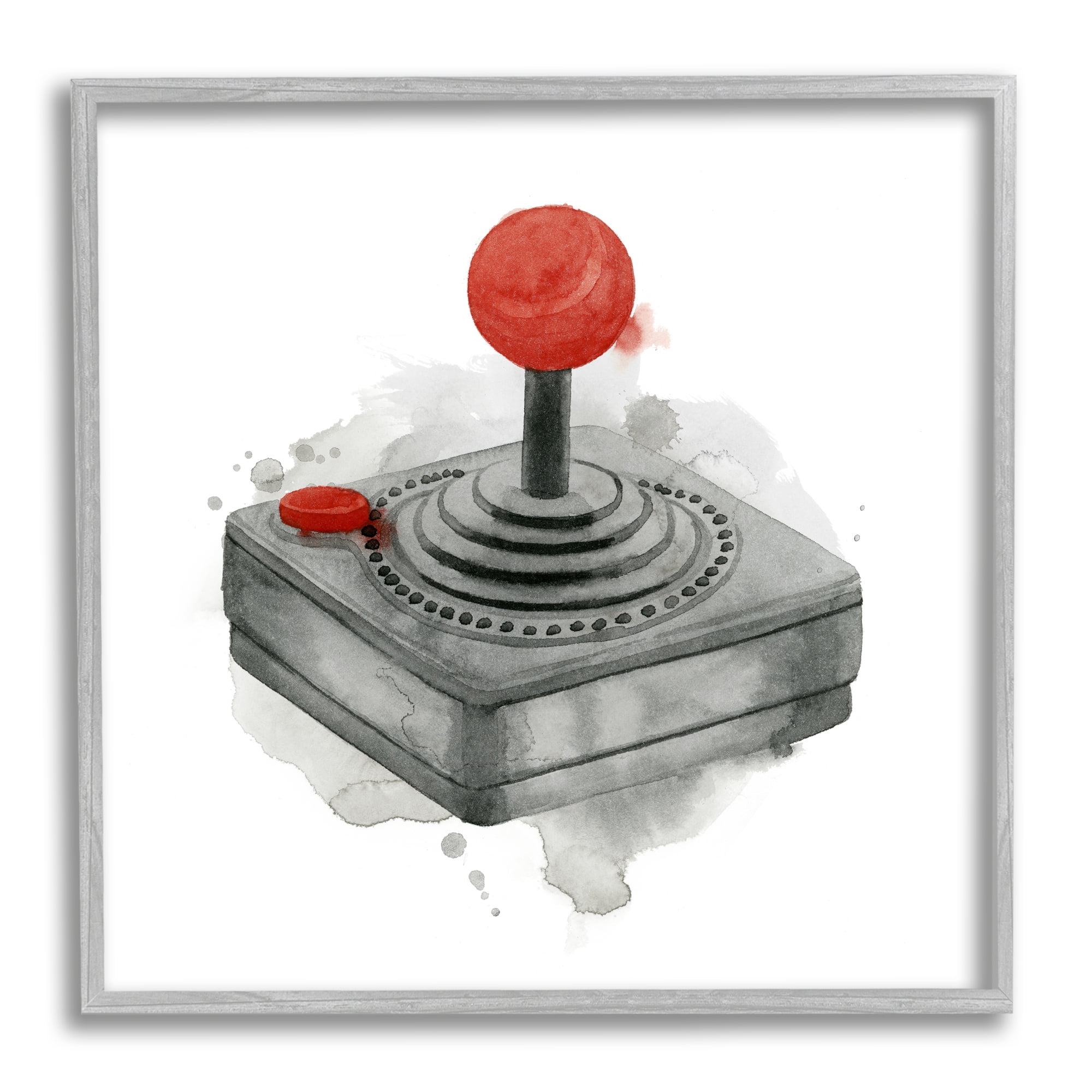 Stupell Industries Vintage Gaming Controller Joystick Art for Kids Painting Gray Framed Art Print Wall Art