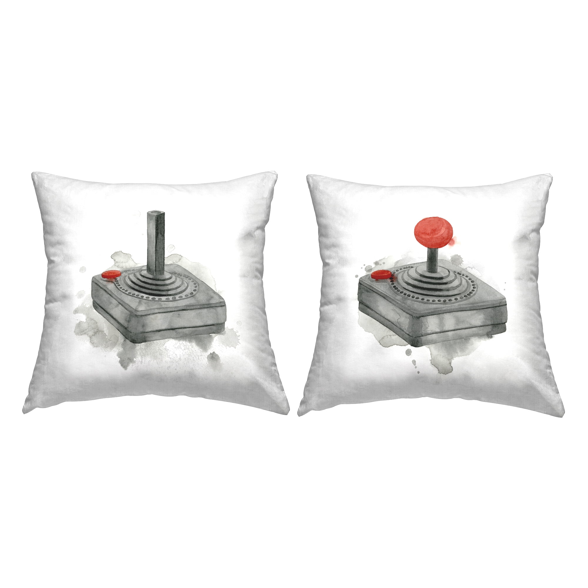 Stupell Industries Vintage Gaming Controller Joystick Square Decorative Printed Throw Pillow, 18 x 18, Set of 2