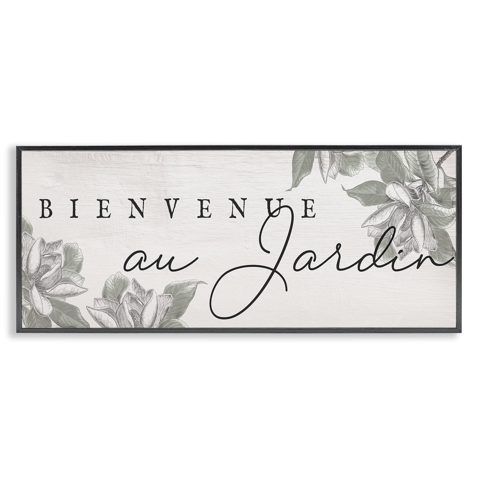 Stupell Industries Vintage Garden Welcome Plants & Flowers Painting Black Framed Art Print Wall Art, 30 x 13