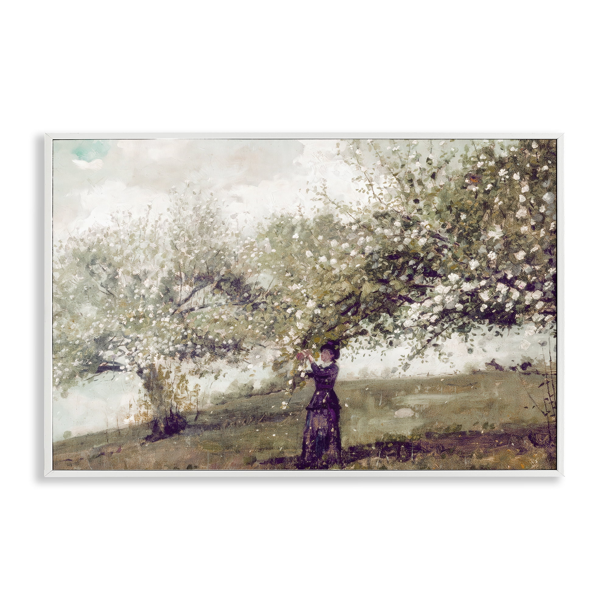 Stupell Industries Vintage Gathering Spring Blossoms White Framed Giclee Art, design by Leah Straatsma