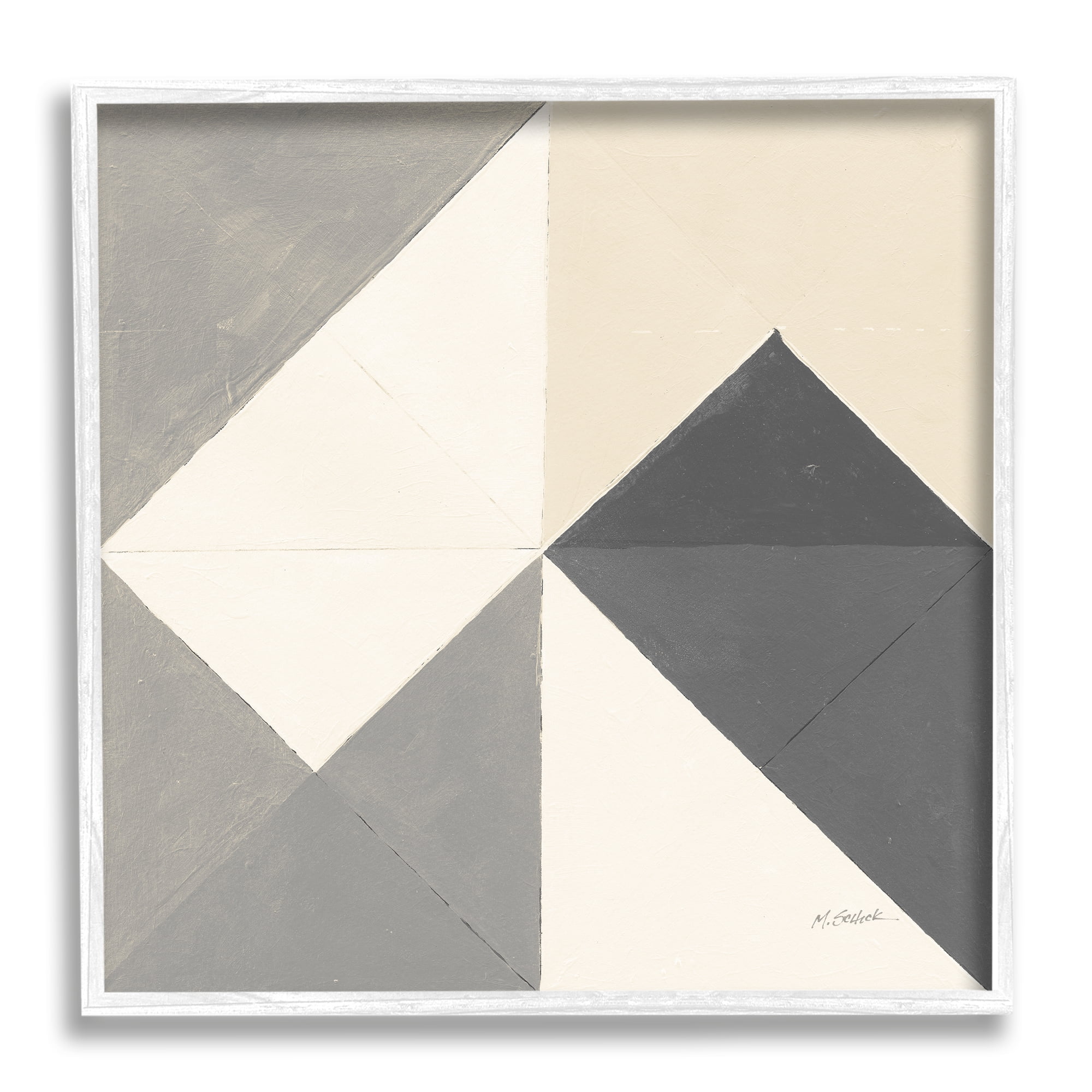 Stupell Industries Vintage Geometric Shapes Abstract Arrangement Beige Grey, 12 x 12, Design by Mike Schick