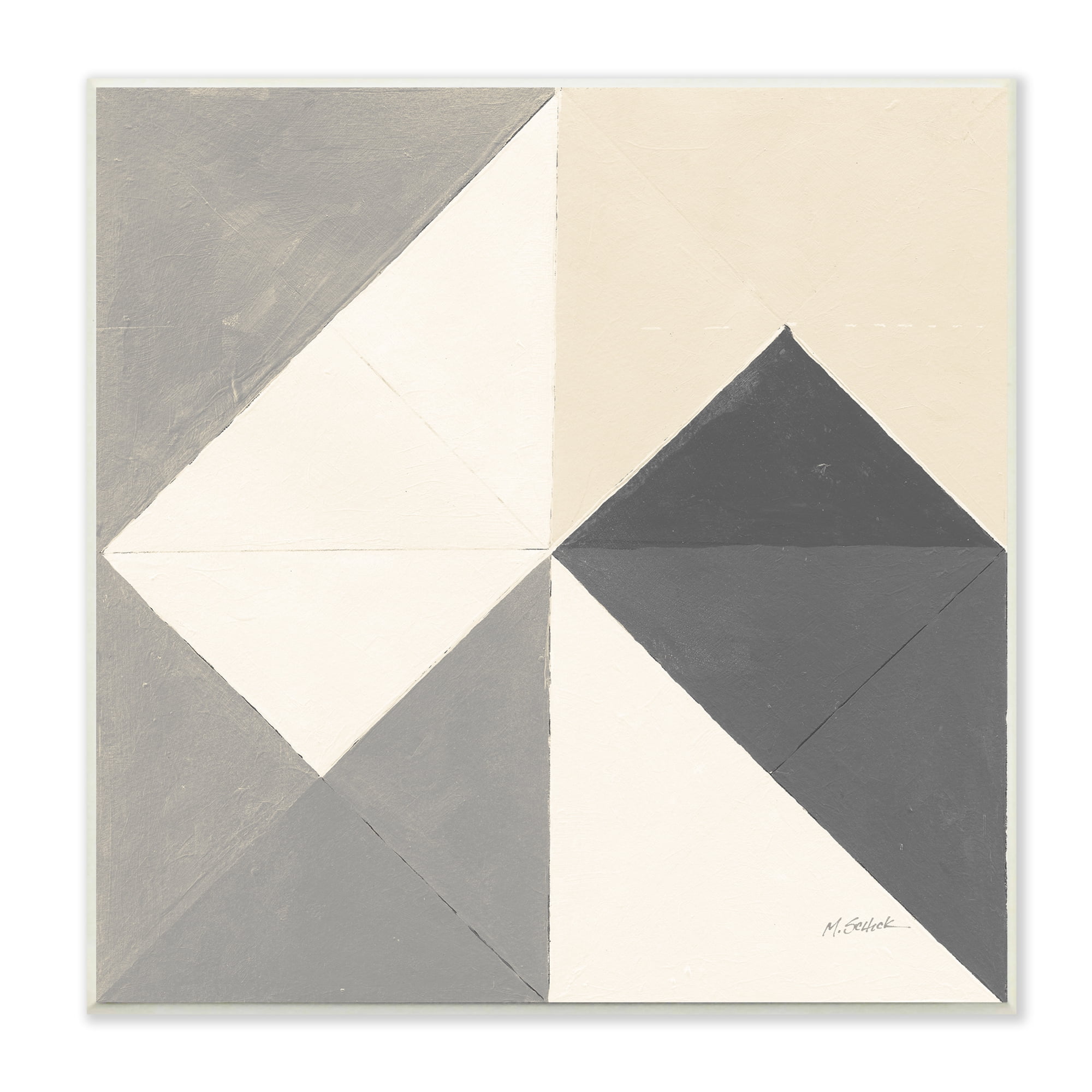 Stupell Industries Vintage Geometric Shapes Abstract Arrangement Beige Grey, 12 x 12, Design by Mike Schick