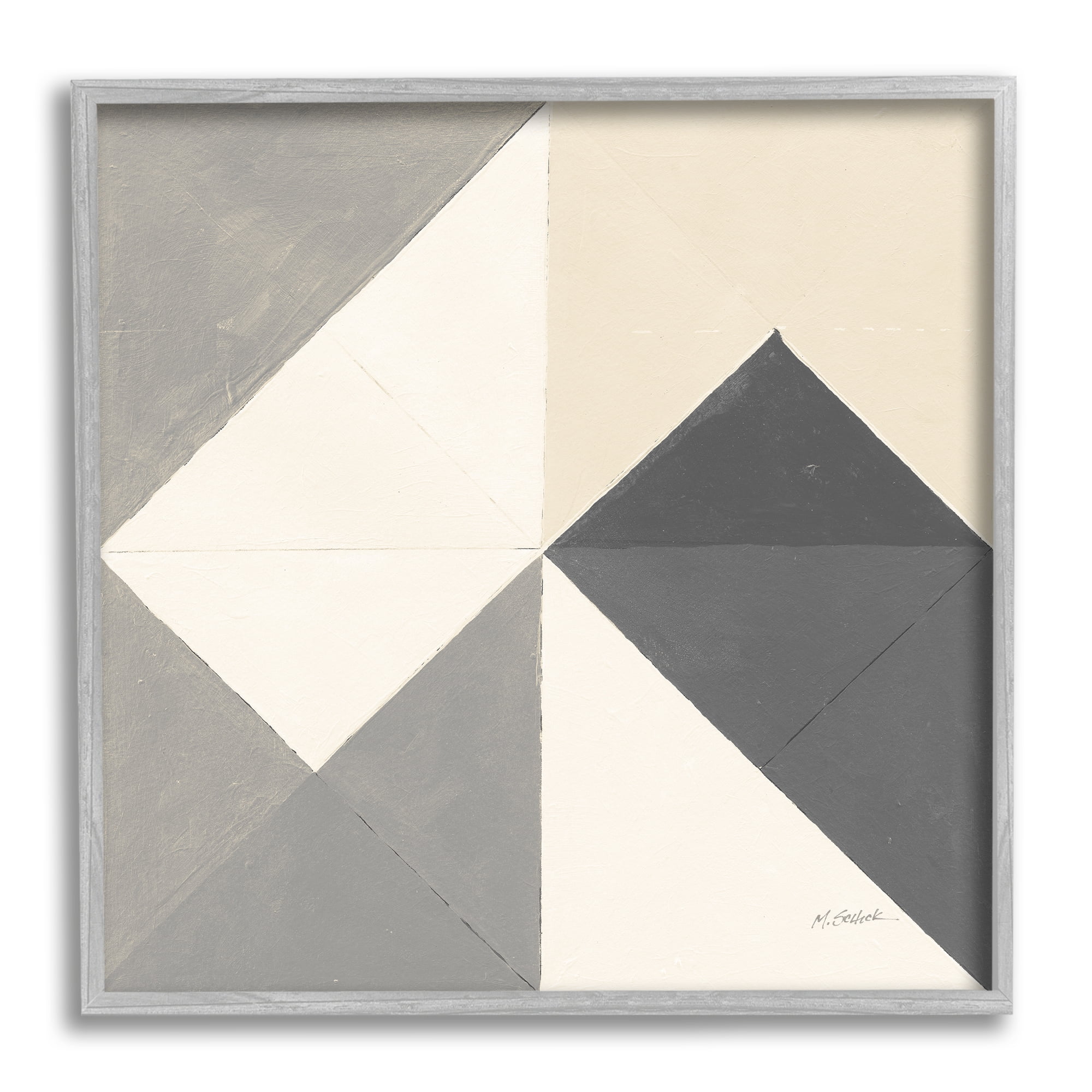 Stupell Industries Vintage Geometric Shapes Abstract Arrangement Beige Grey, 17 x 17, Design by Mike Schick