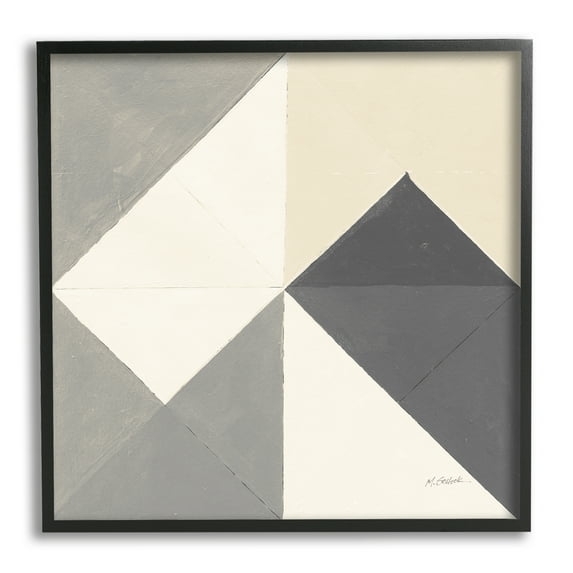 Stupell Industries Vintage Geometric Shapes Abstract Arrangement Beige Grey, 17 x 30, Design by Mike Schick