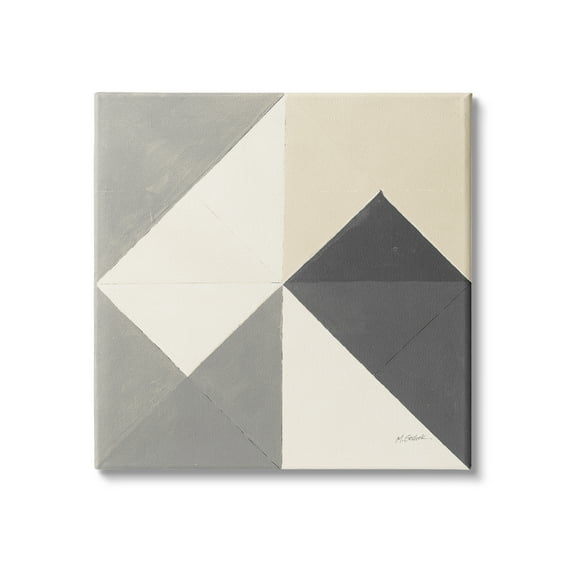 Stupell Industries Vintage Geometric Shapes Abstract Arrangement Beige Grey, 24 x 24, Design by Mike Schick