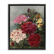 Stupell Industries Vintage Geranium Blooms Botanical & Floral Painting Black Floater Framed Art Print Wall Art, 17 x 21