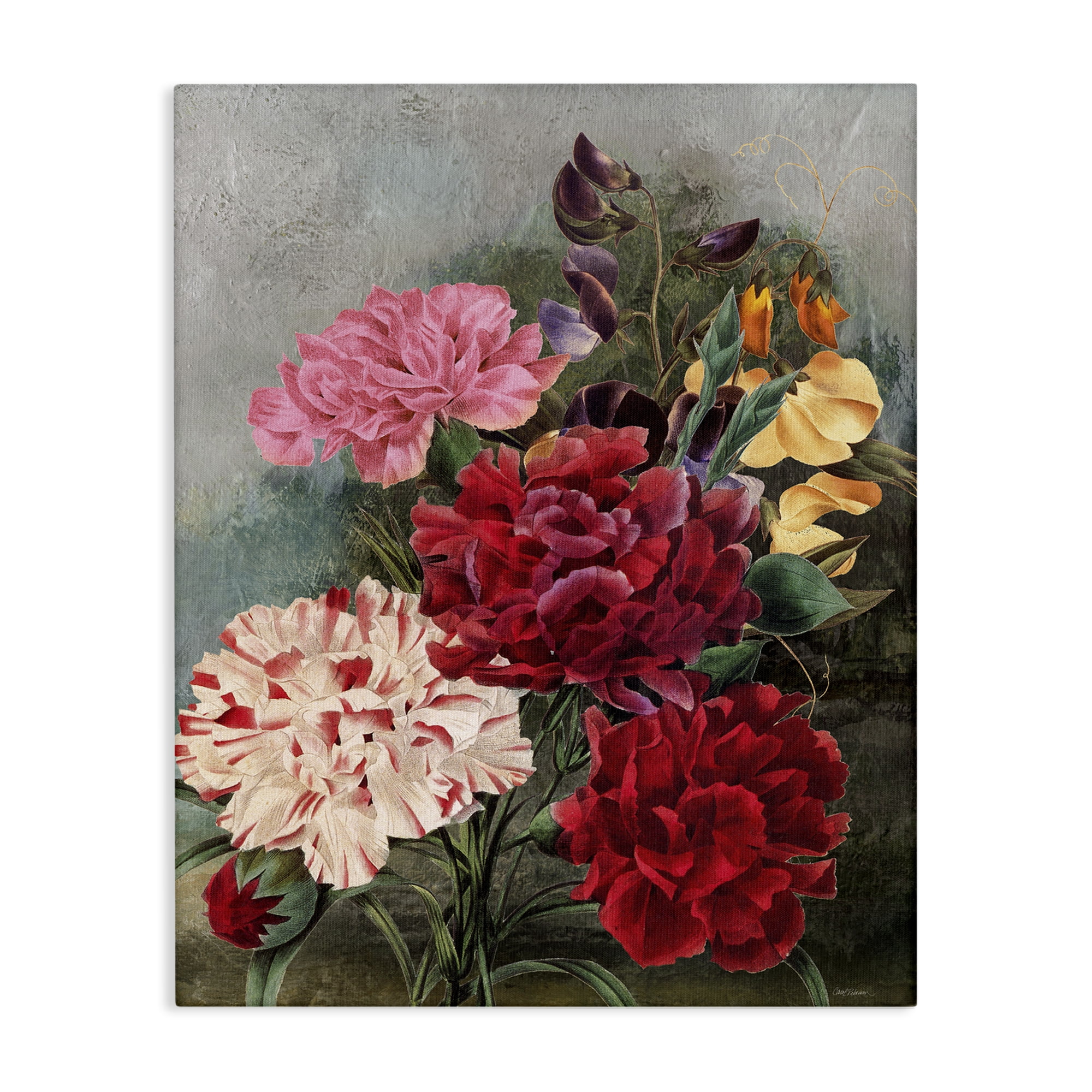 Stupell Industries Vintage Geranium Blooms Botanical & Floral Painting Gallery Wrapped Canvas Art Print Wall Art, 36 x 48