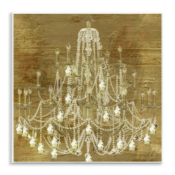 Stupell Industries Vintage Glam Crystal Chandelier Rustic Distressed Gold Background, 12 x 12, Design by Sophie 6