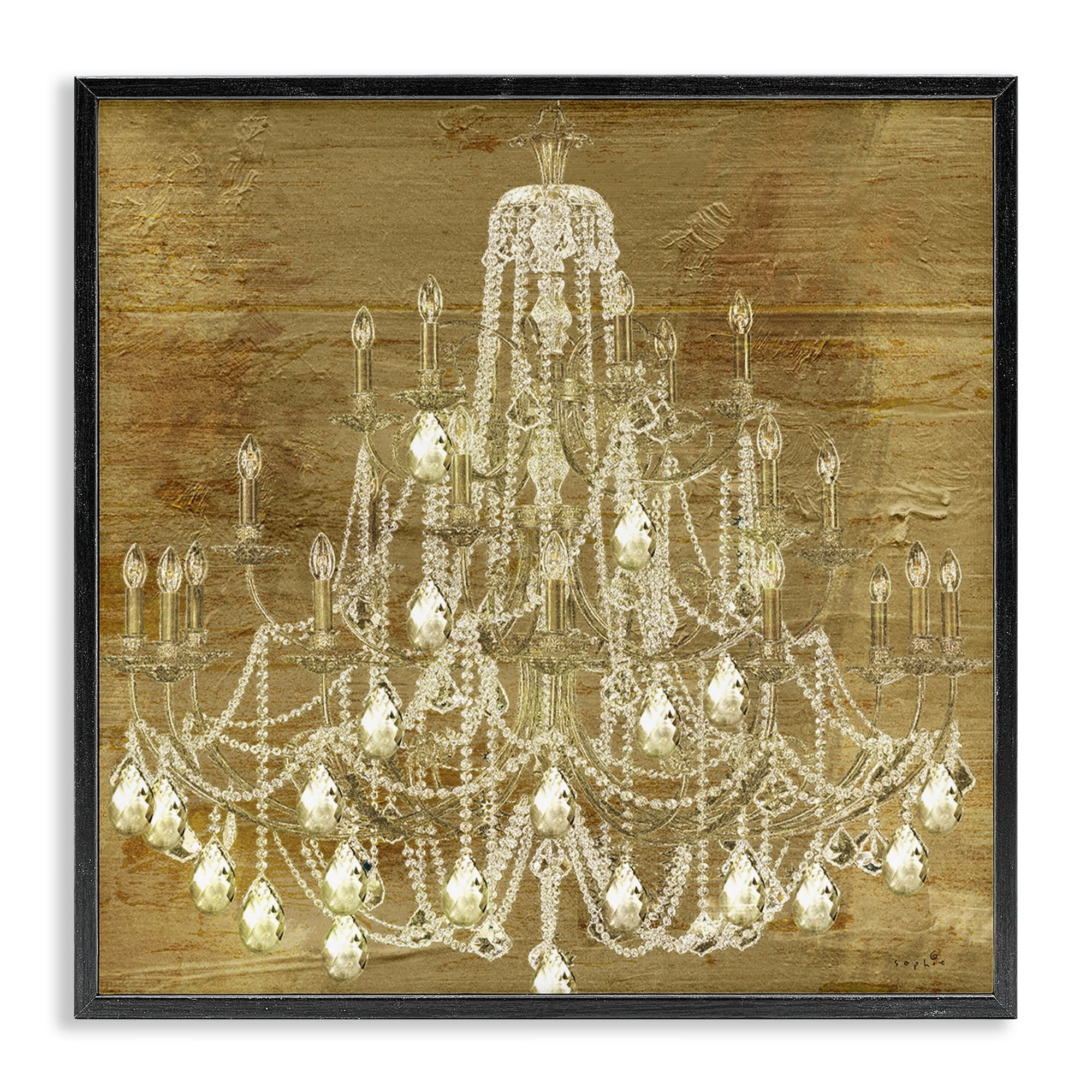 Stupell Industries Vintage Glam Crystal Chandelier Rustic Distressed Gold Background, 17 x 30, Design by Sophie 6