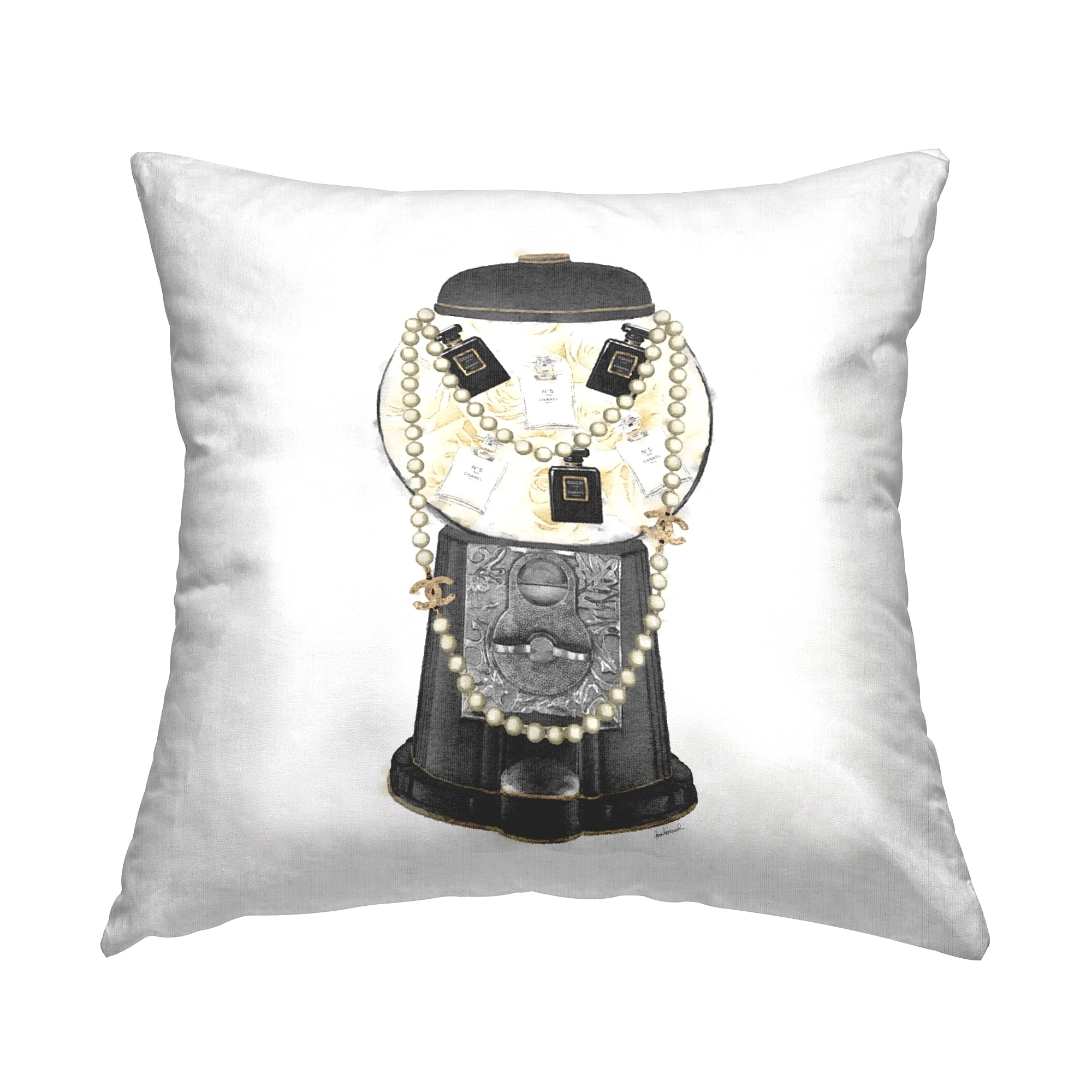 Stupell Industries Vintage Glam Gumball Fashion Brand Perfumes Design by Amanda Greenwood Throw Pillow