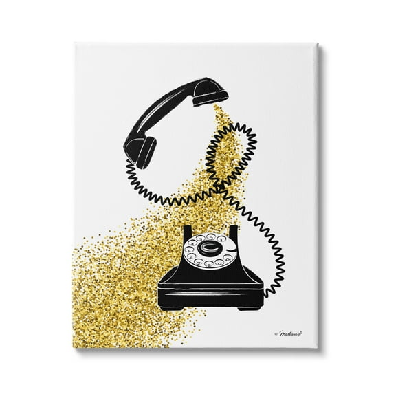 Stupell Industries Vintage Glam Telephone Abstract Gold Glitz Splatter, 24 x 30,Design by Martina Pavlova